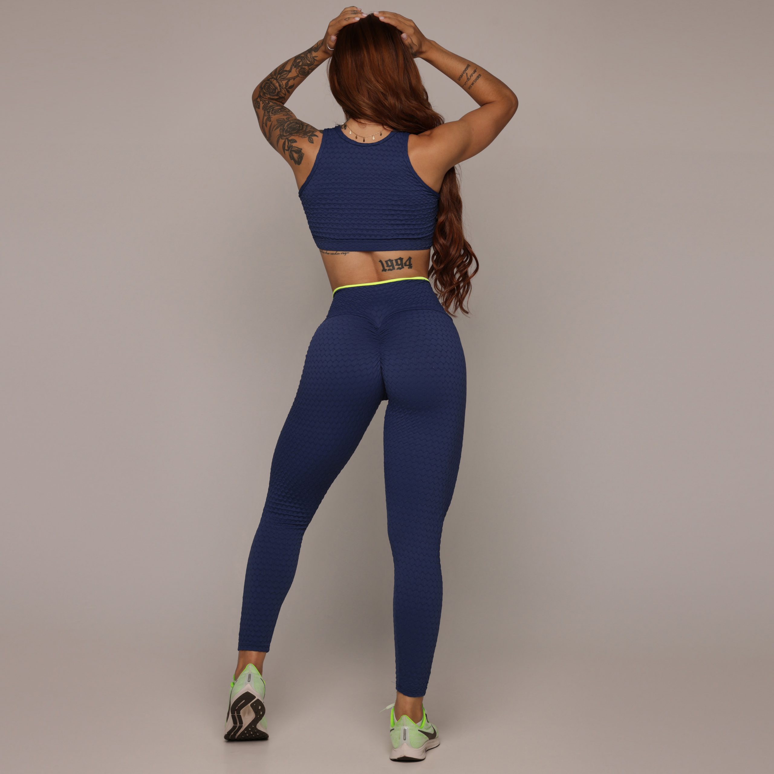 LEGGING BICOLOR EMPINA BUMBUM JACQUARD BUBBLE MARINHO - Imagem 8