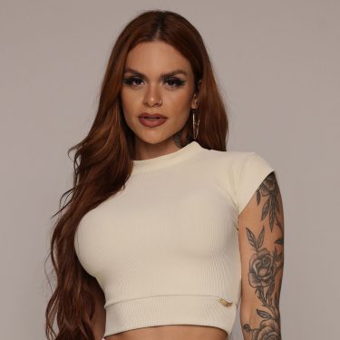 CROPPED CARMEL JACQUARD CANELADO BAUNILHA