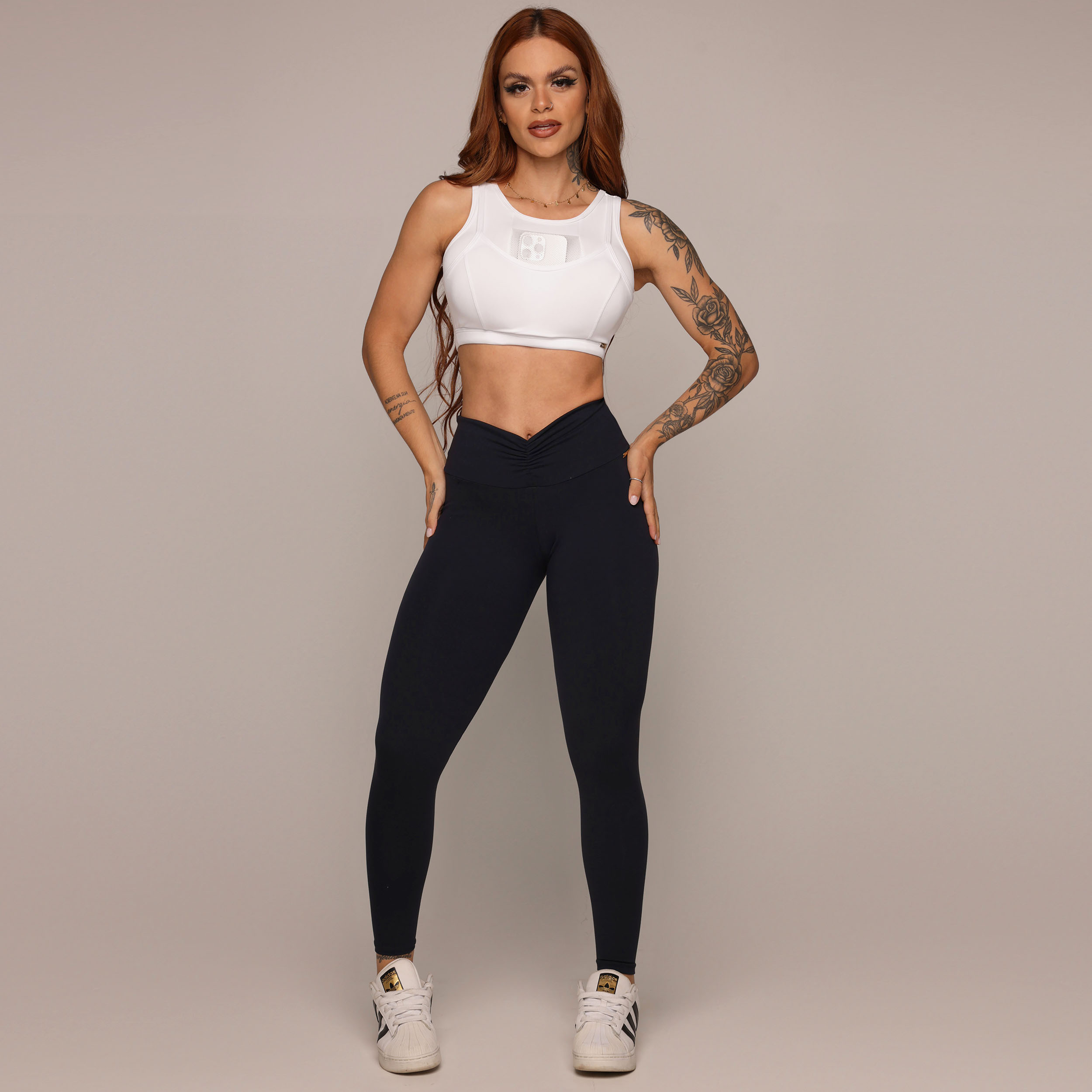 LEGGING TREND EMPINA BUMBUM PRETA COM BRANCO - Imagem 7