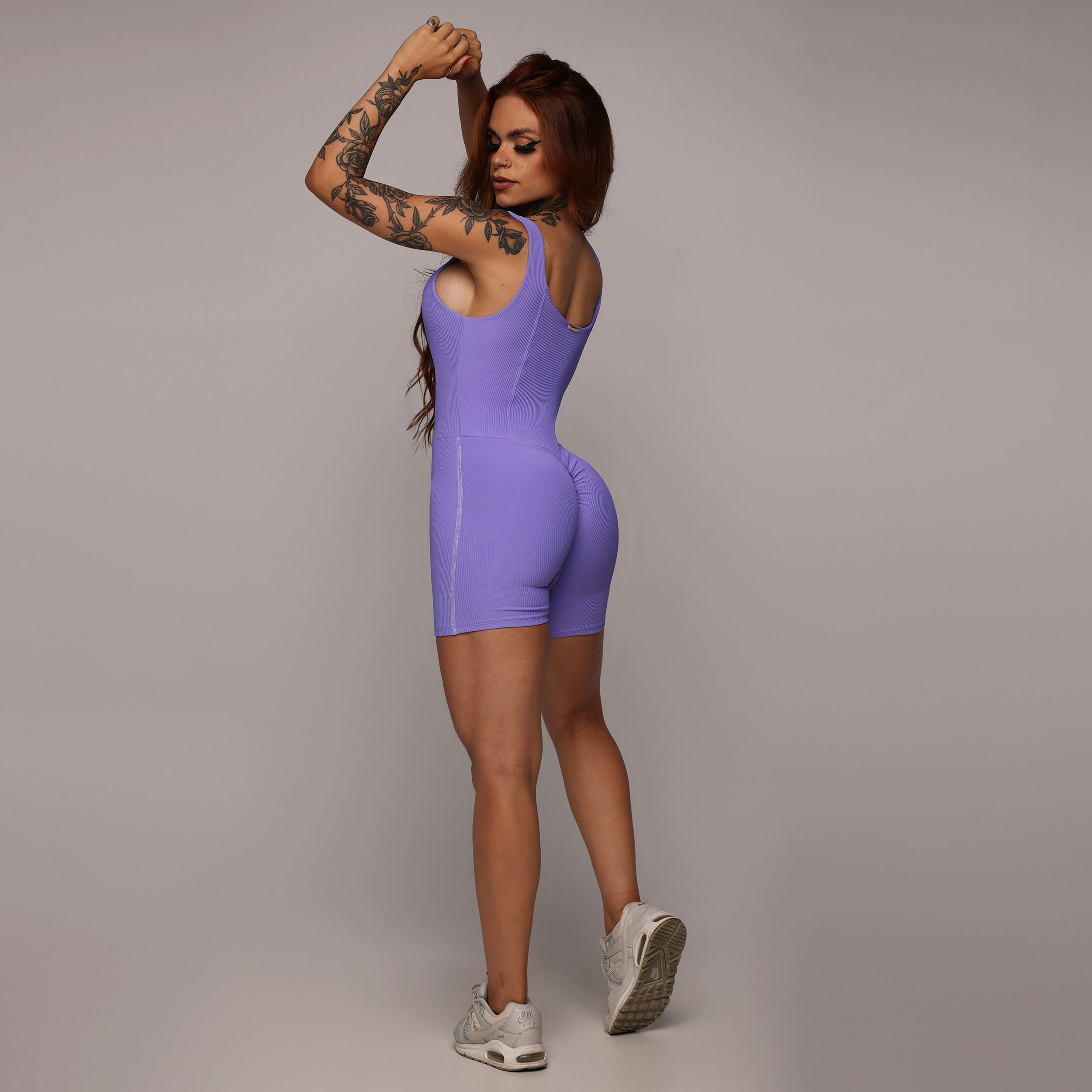 MACAQUINHO CONFORT EMPINA BUMBUM JACQUARD CANELADO LAVANDA - Imagem 8