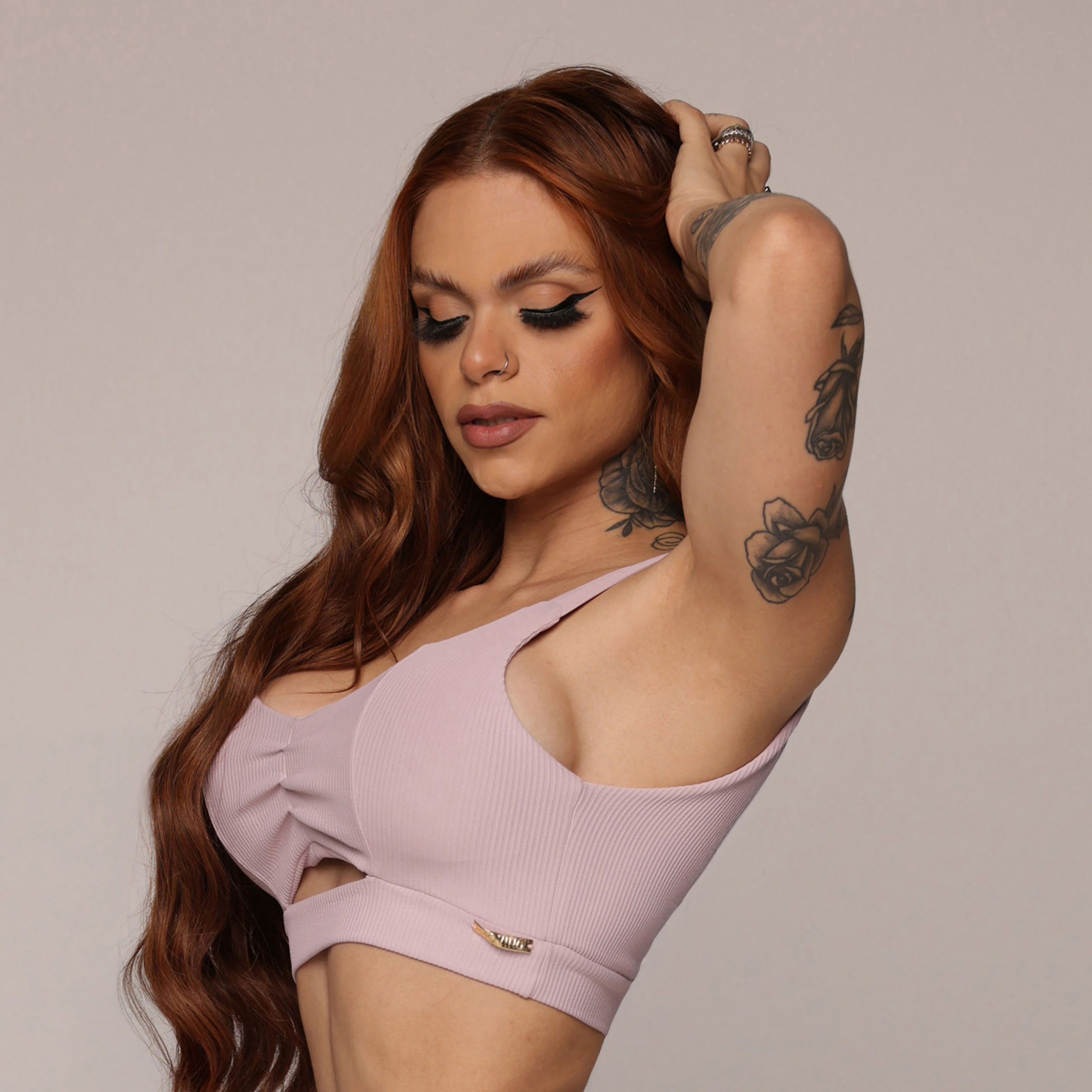 TOP GEORGIA JACQUARD CANELADO ROSA SECO - Imagem 3