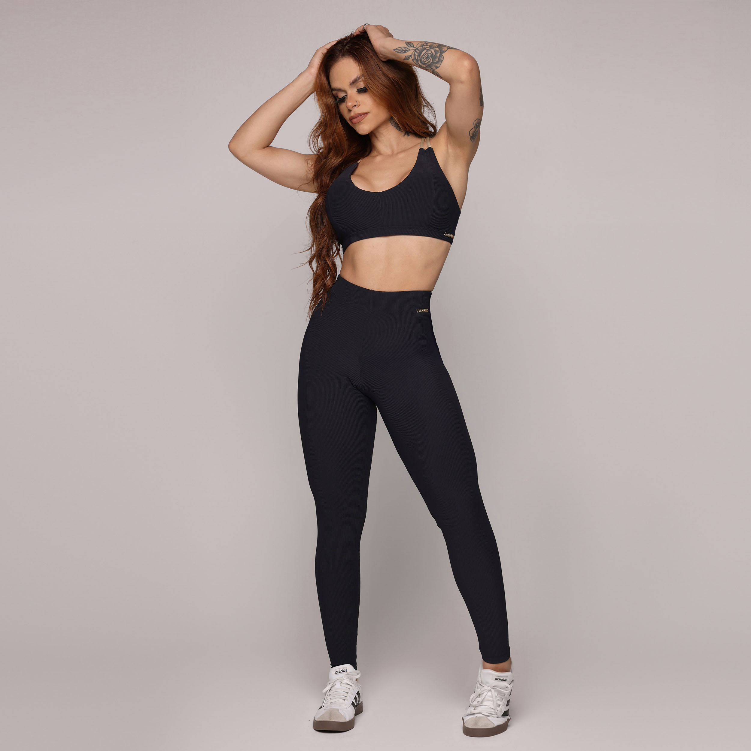 LEGGING PULSE JACQUARD CANELADO PRETO - Imagem 6