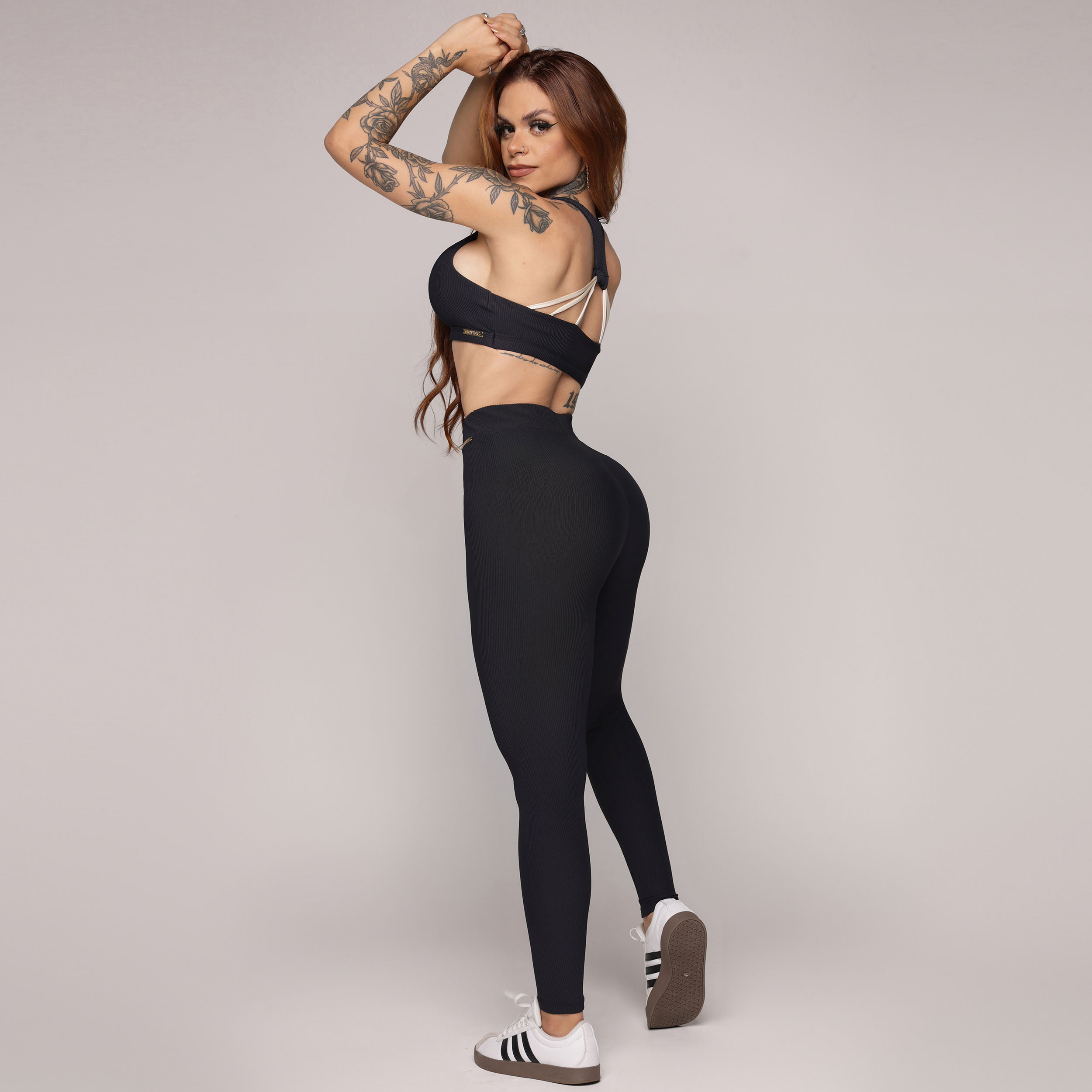 LEGGING PULSE JACQUARD CANELADO PRETO - Imagem 7