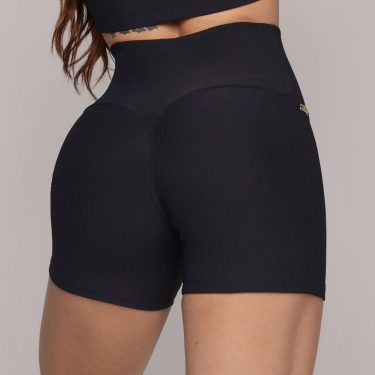 SHORT HEART JACQUARD CANELADO PRETO