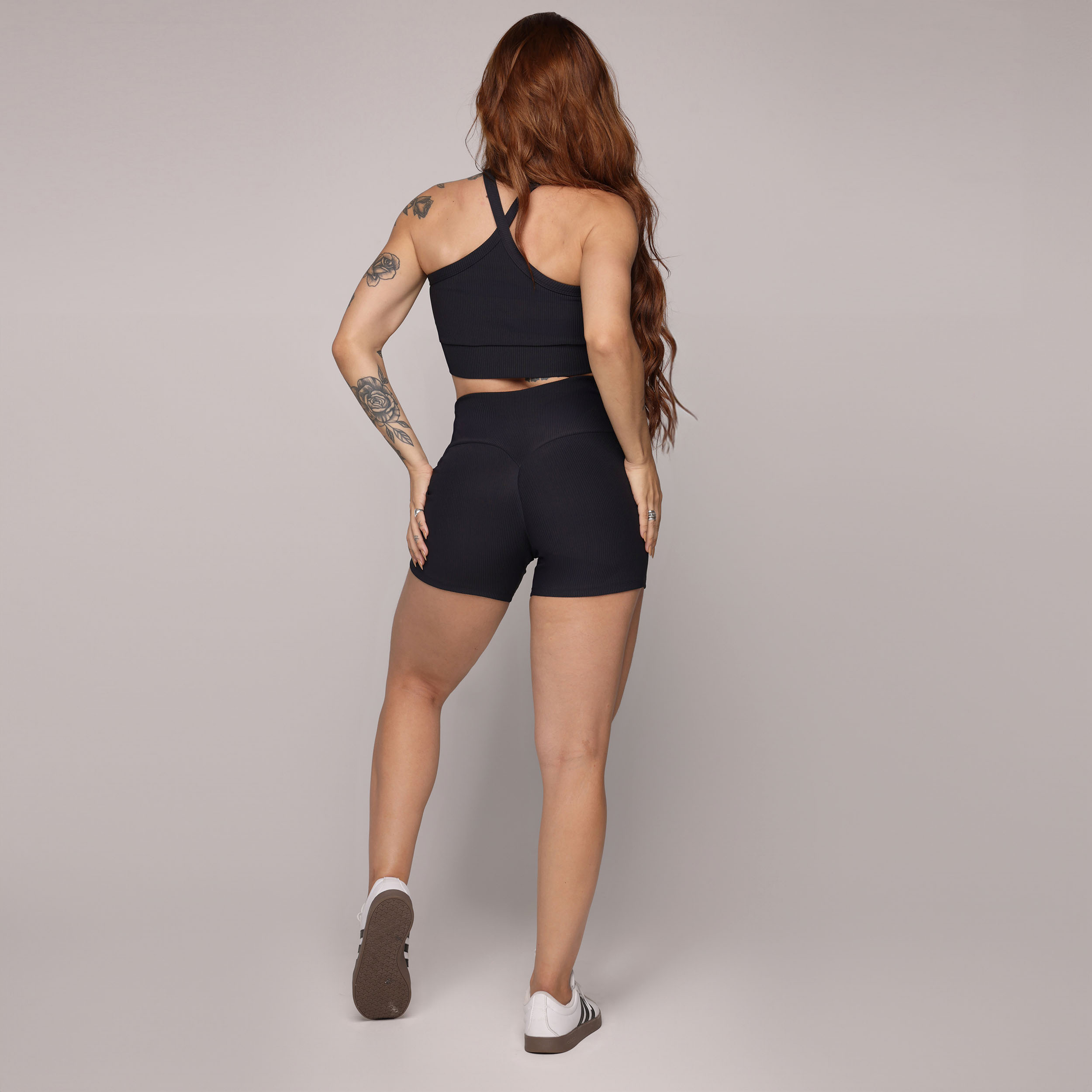 SHORT HEART JACQUARD CANELADO PRETO - Imagem 4