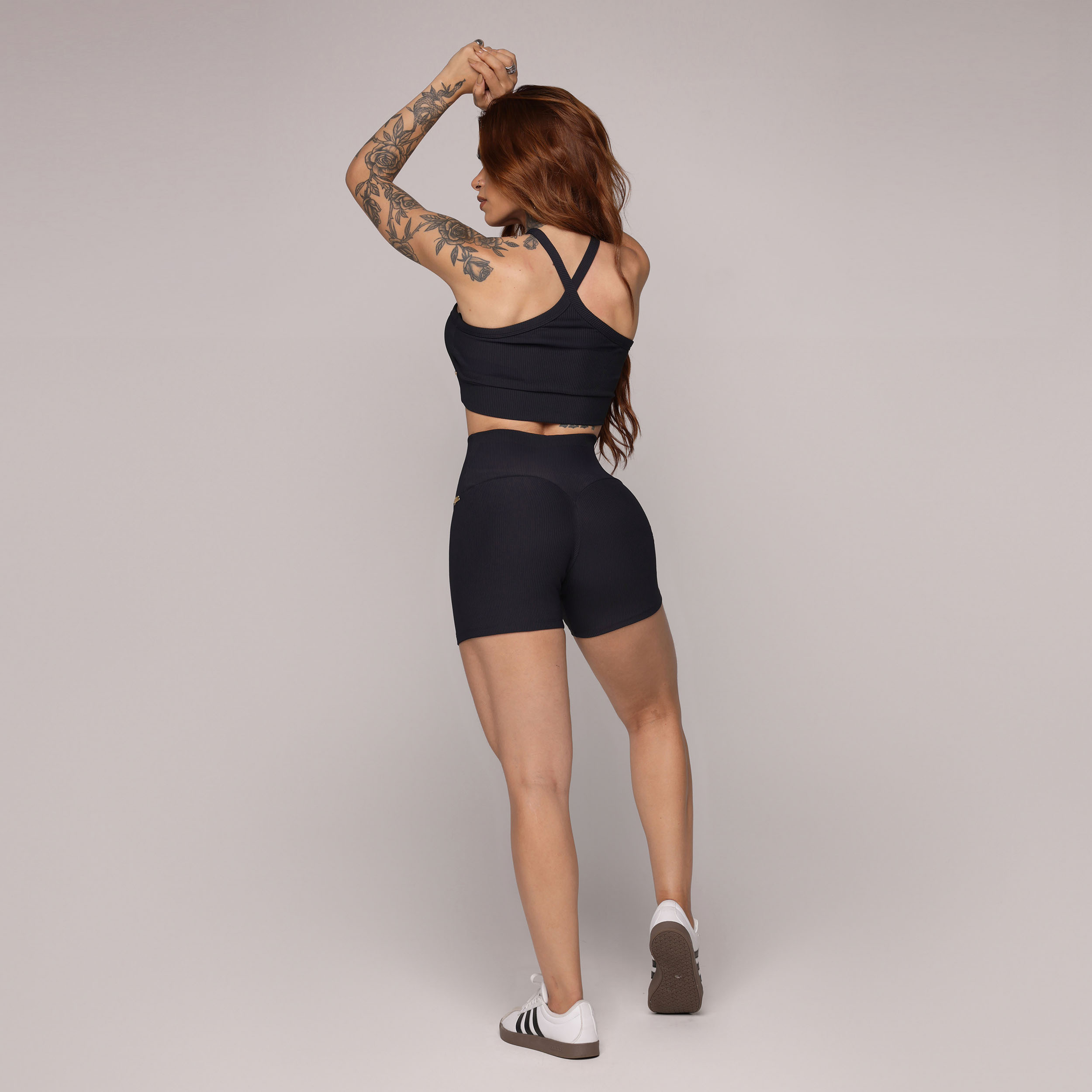 SHORT HEART JACQUARD CANELADO PRETO - Imagem 5