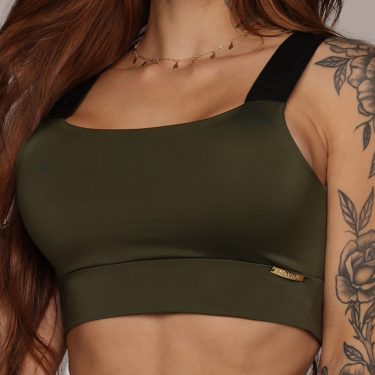 TOP FAIXA VERDE MILITAR COM ELÁSTICO PRETO