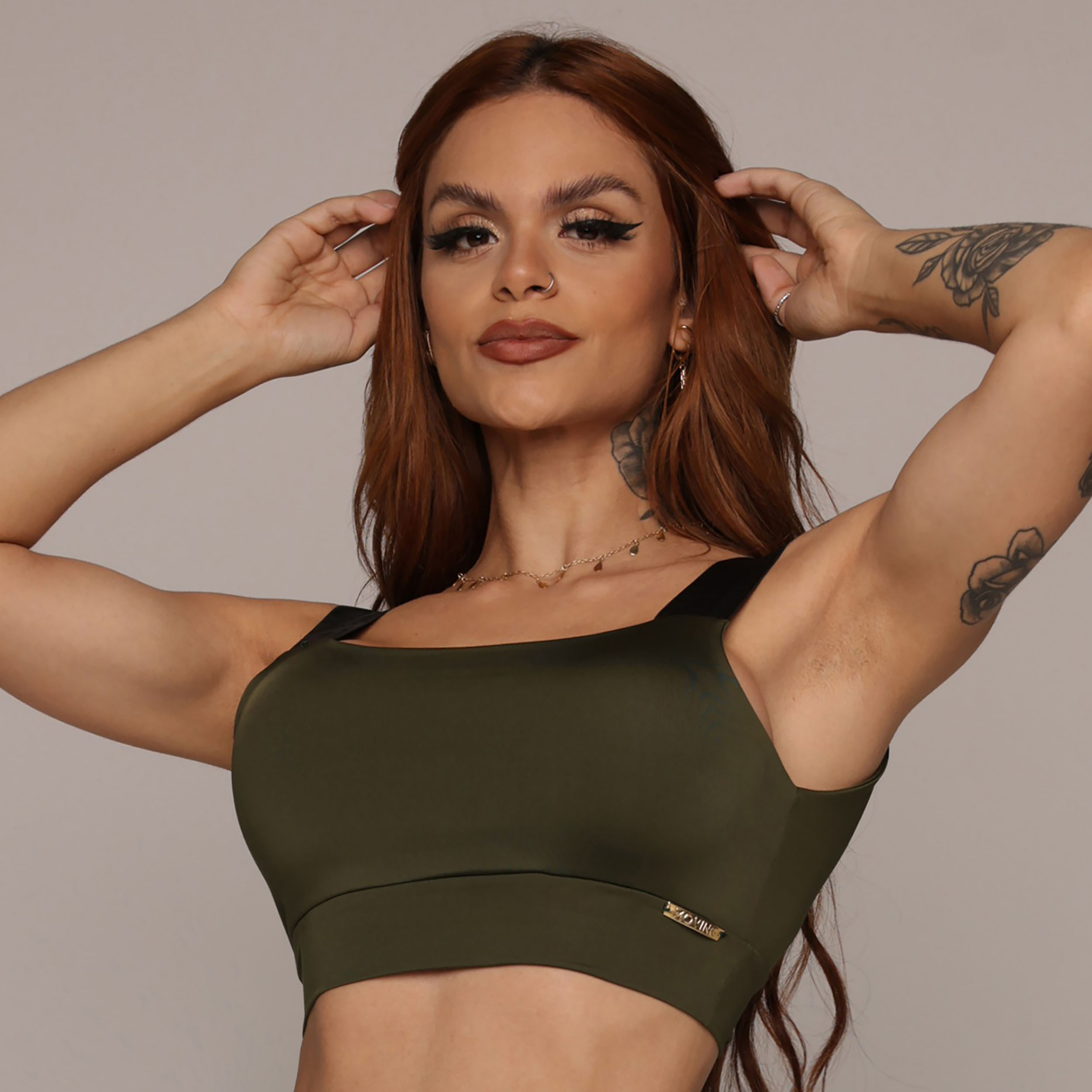 TOP FAIXA VERDE MILITAR COM ELÁSTICO PRETO - Imagem 3