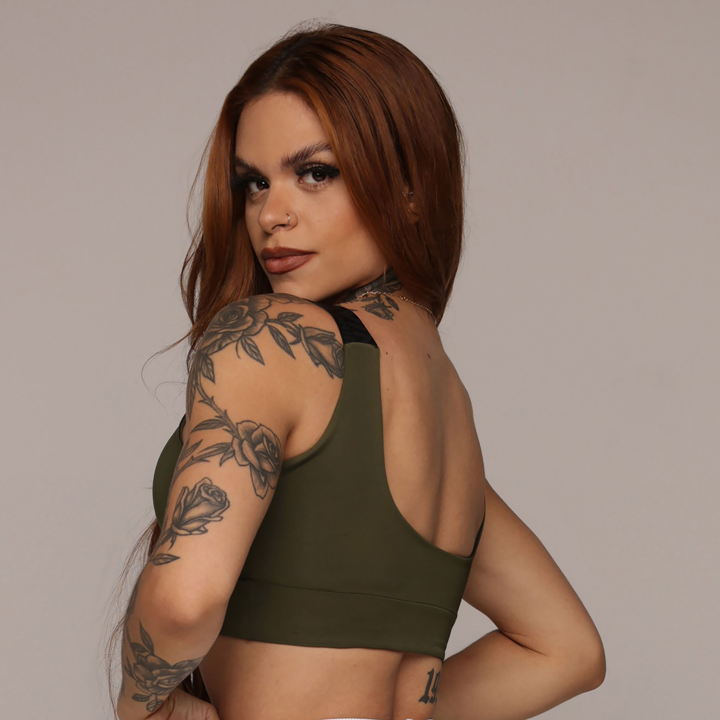 TOP FAIXA VERDE MILITAR COM ELÁSTICO PRETO - Imagem 4