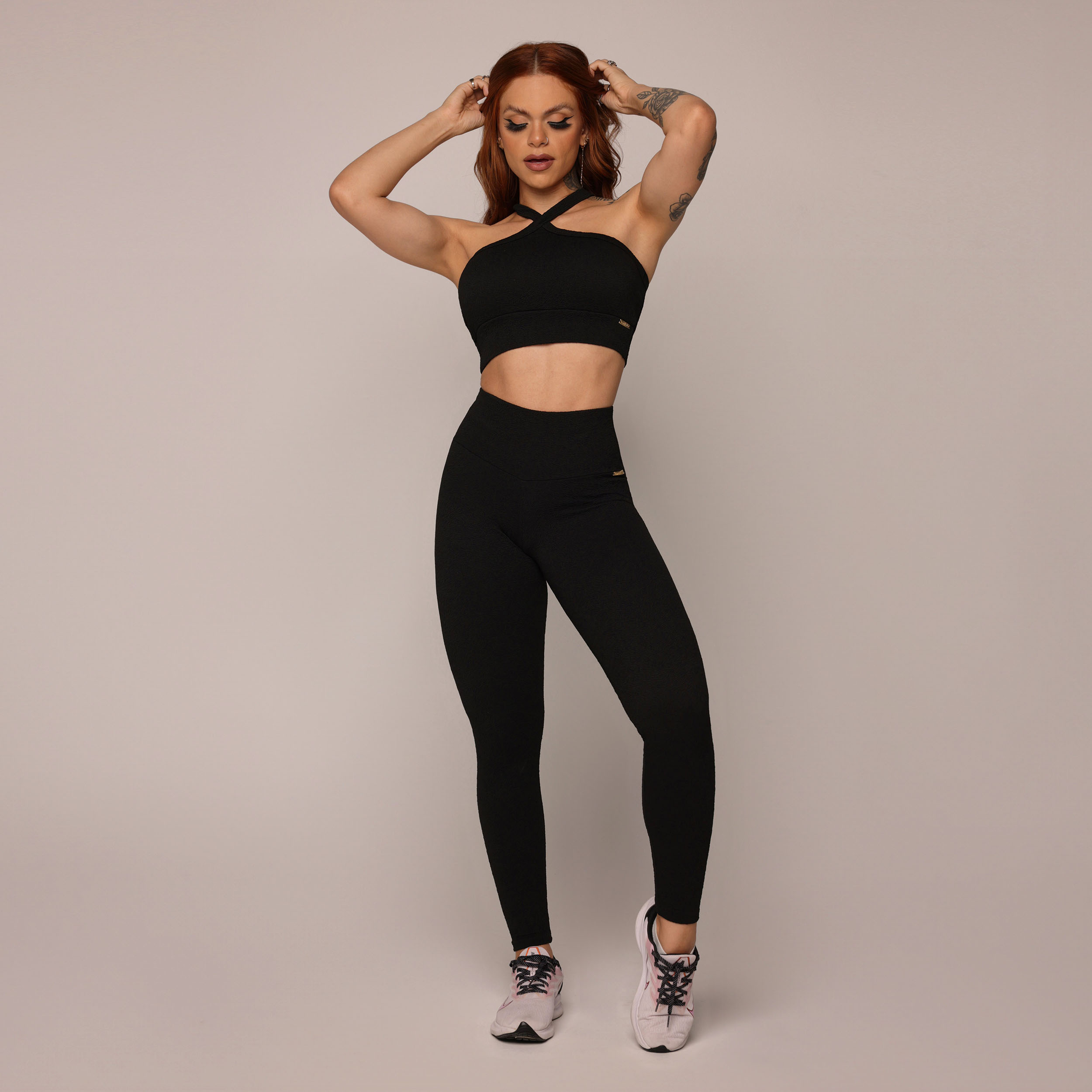 LEGGING EMPINA BUMBUM JACQUARD FLUFFY BLACK - Imagem 3