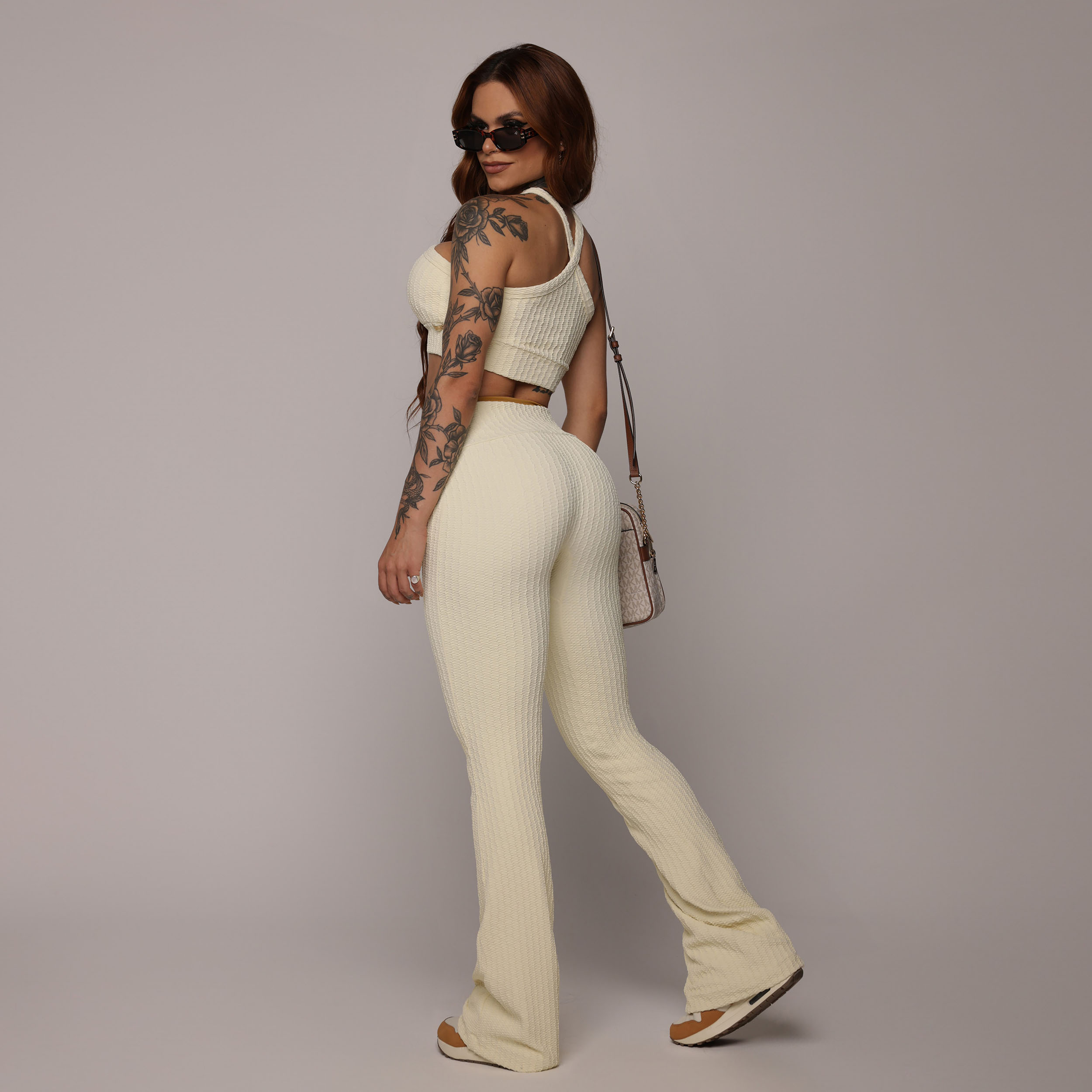 CALÇA FLARE JACQUARD SAVOIR BAUNILHA - Imagem 5