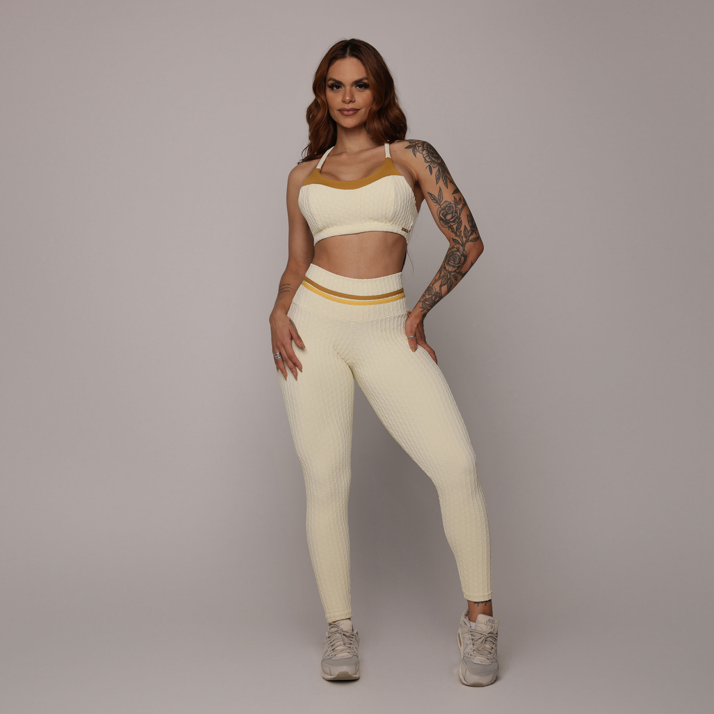 LEGGING EMPINA BUMBUM JACQUARD SAVOIR BAUNILHA - Imagem 5