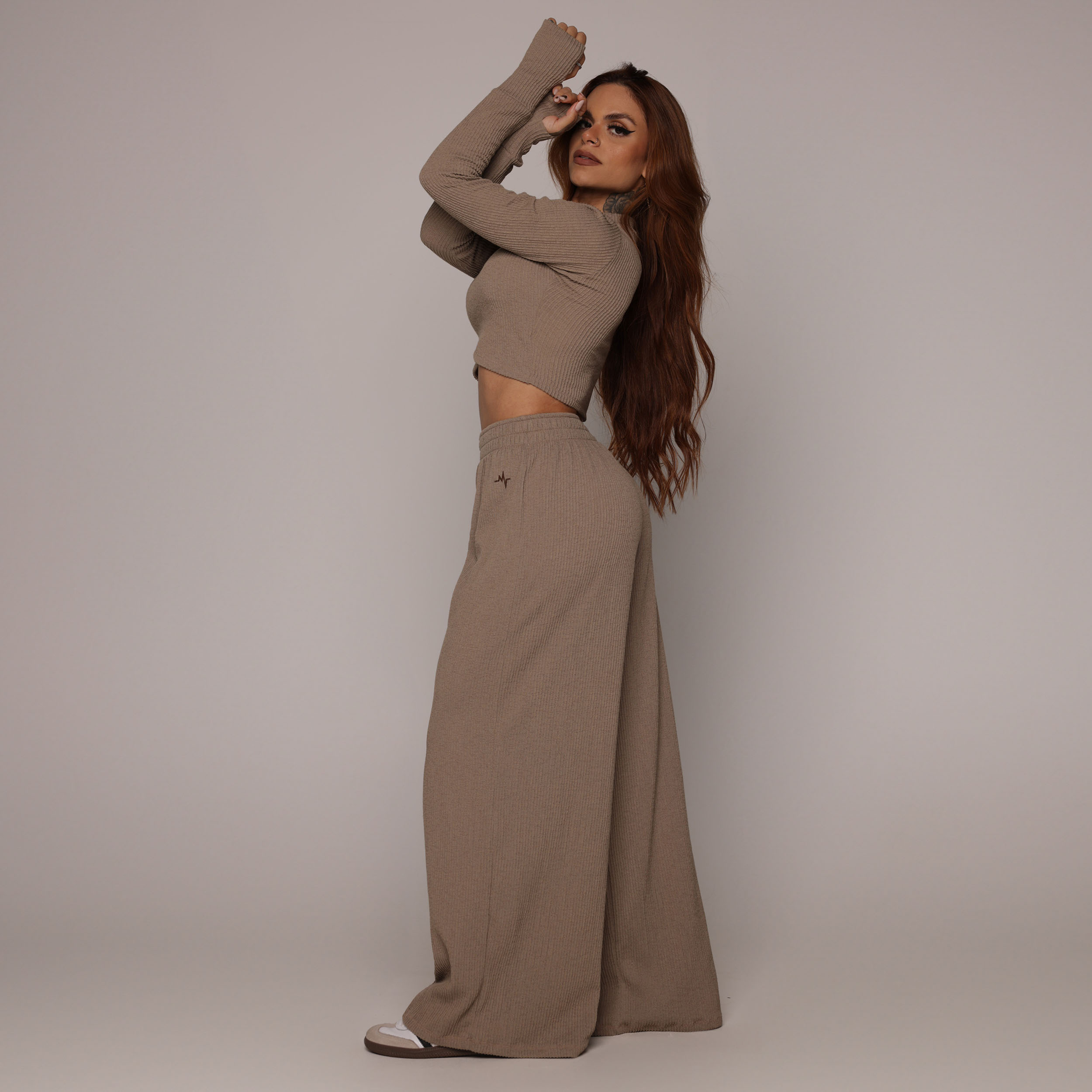 CROPPED MALTA MANGA LONGA CANELADO AREIA - Imagem 3