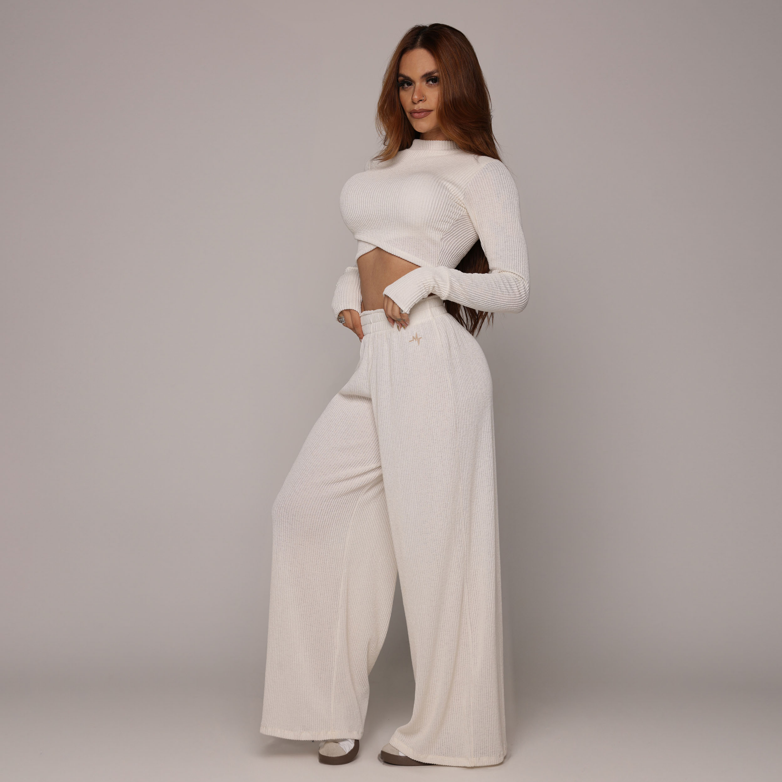 CALÇA PANTALONA CANELADO OFF-WHITE - Imagem 5