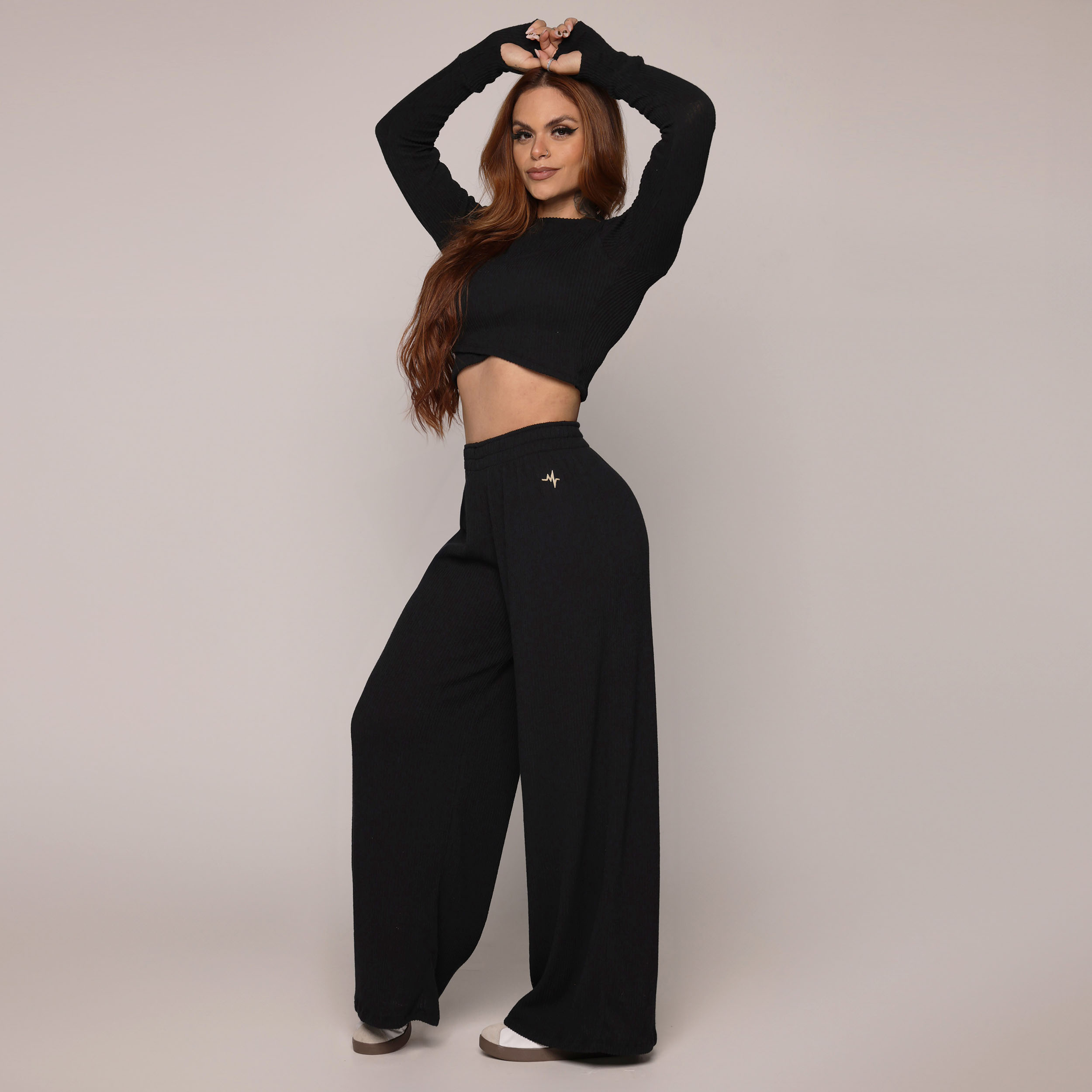 CROPPED MALTA MANGA LONGA CANELADO PRETO - Imagem 3