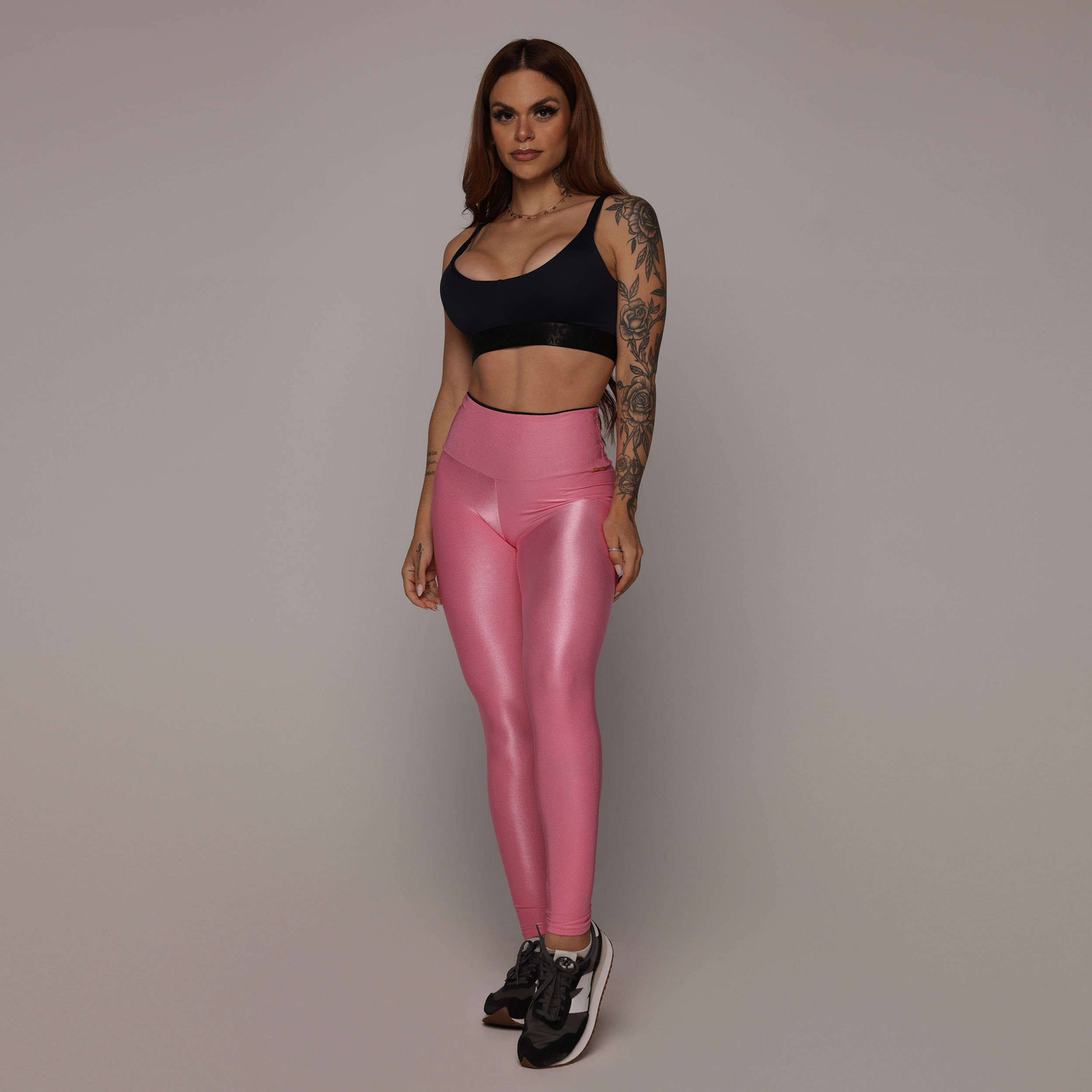 LEGGING BICOLOR GLOSSY ROSA CHICLETE - Imagem 4