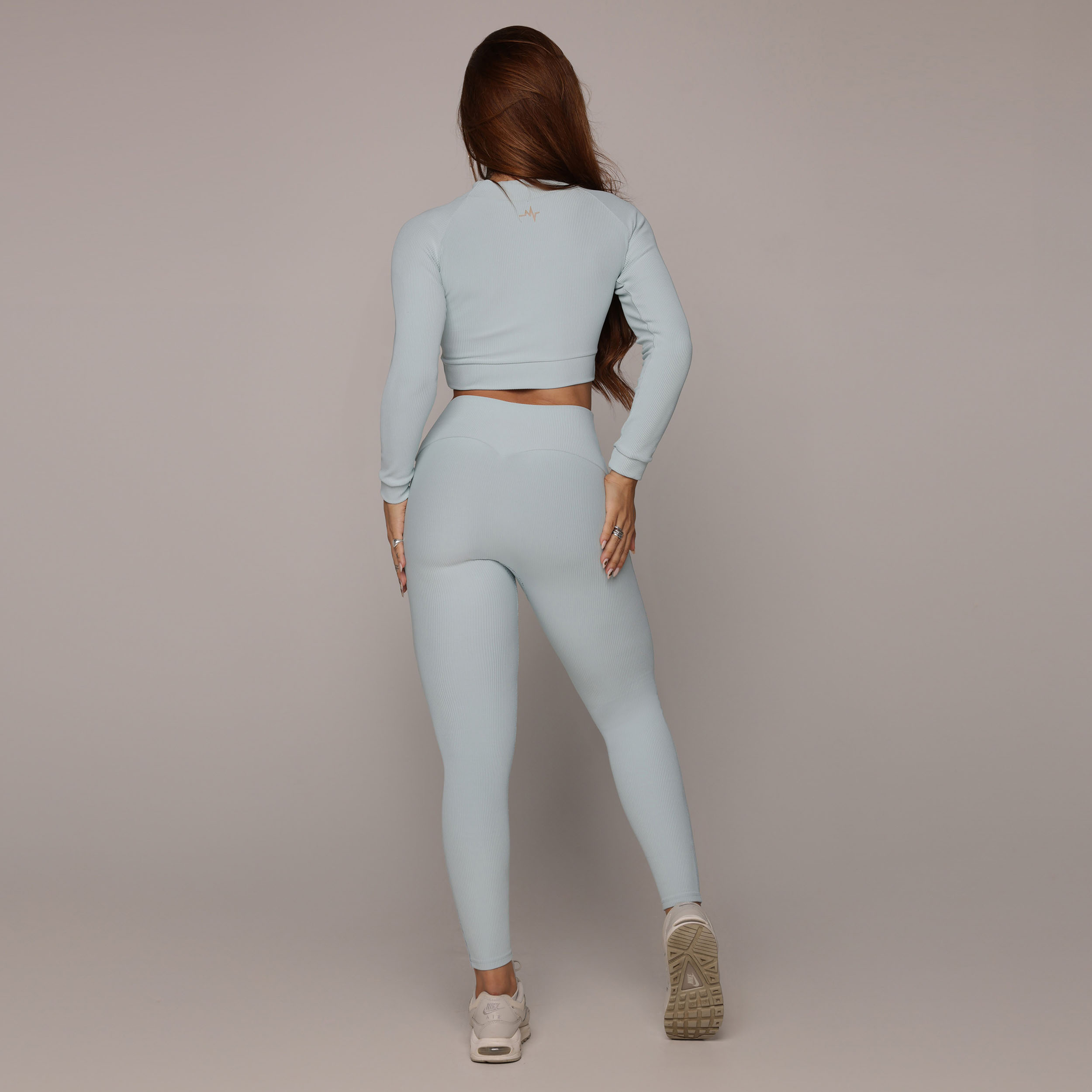 CROPPED CARMEL MANGA LONGA JACQUARD CANELADO AZUL SERENITY - Imagem 4