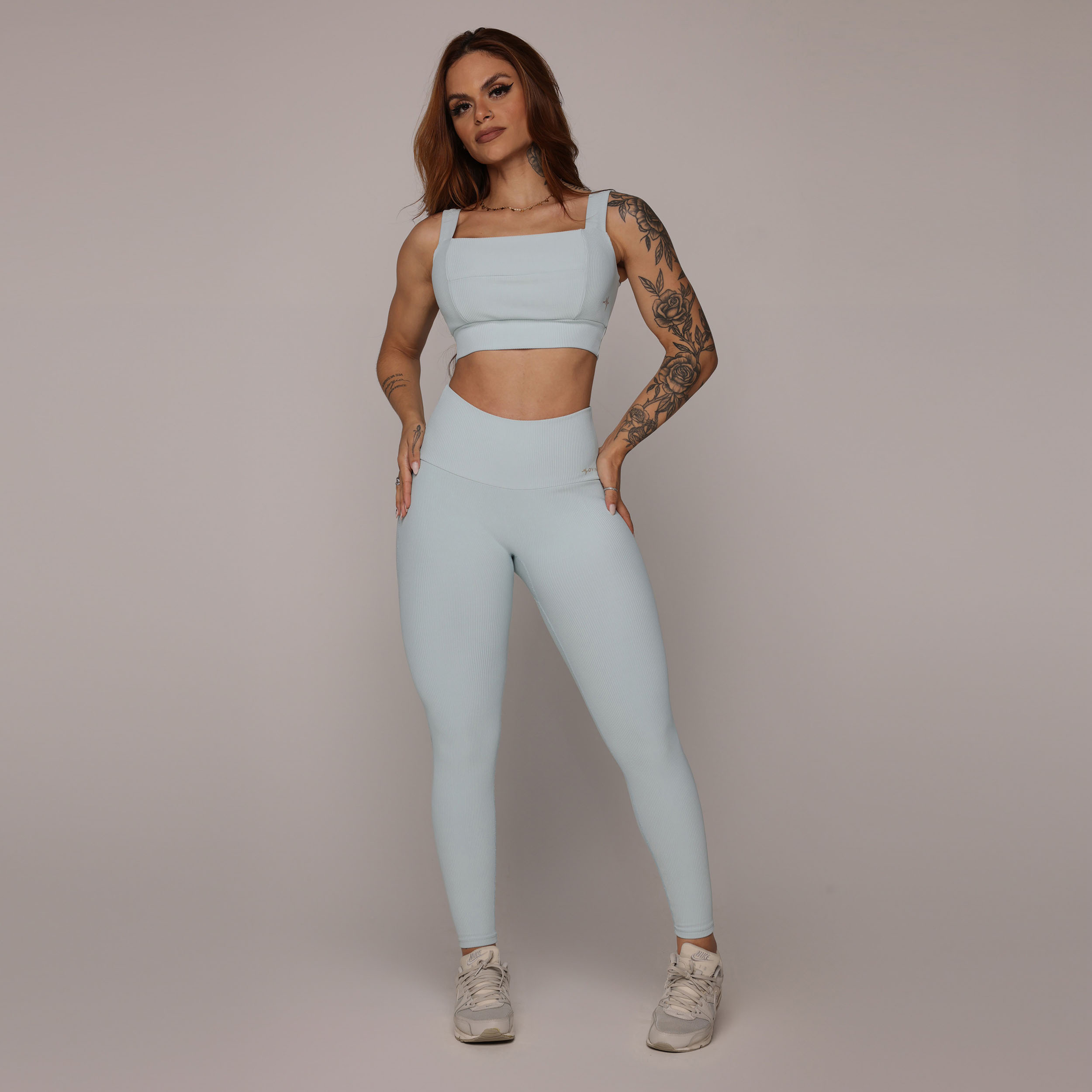 LEGGING HEART JACQUARD CANELADO AZUL SERENITY - Imagem 4