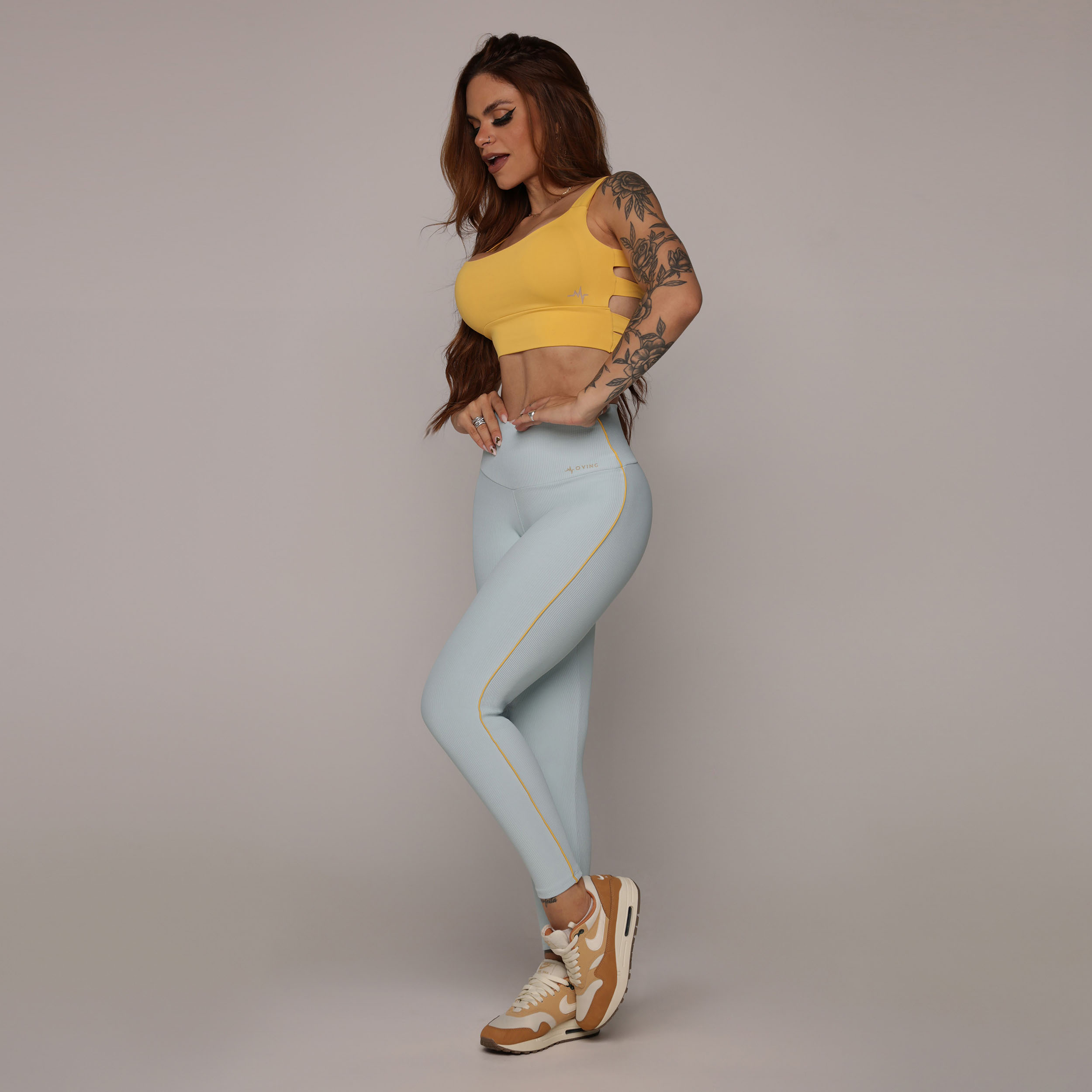 LEGGING JUMP EMPINA BUMBUM JACQUARD CANELADO AZUL SERENITY - Imagem 3