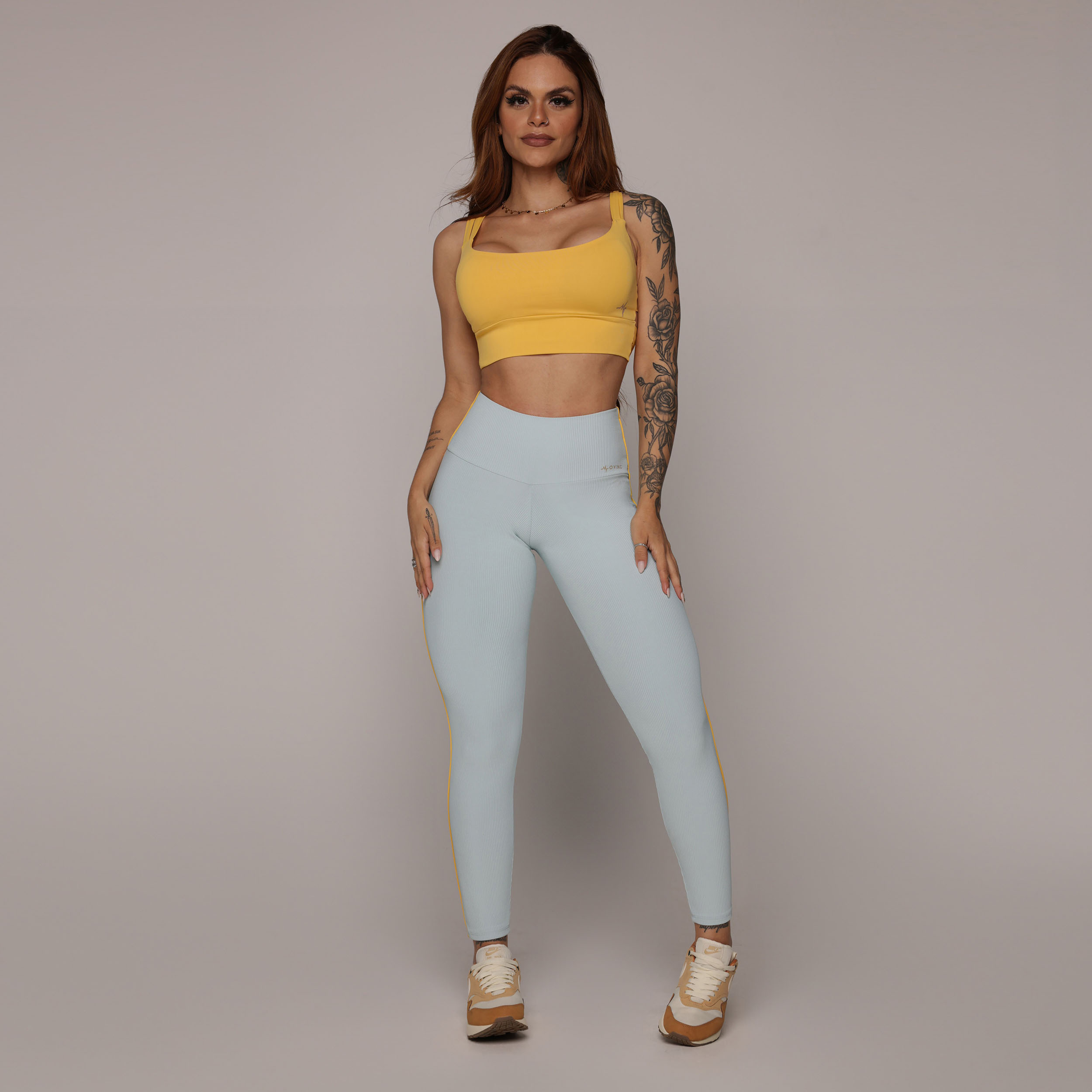 LEGGING JUMP EMPINA BUMBUM JACQUARD CANELADO AZUL SERENITY - Imagem 5