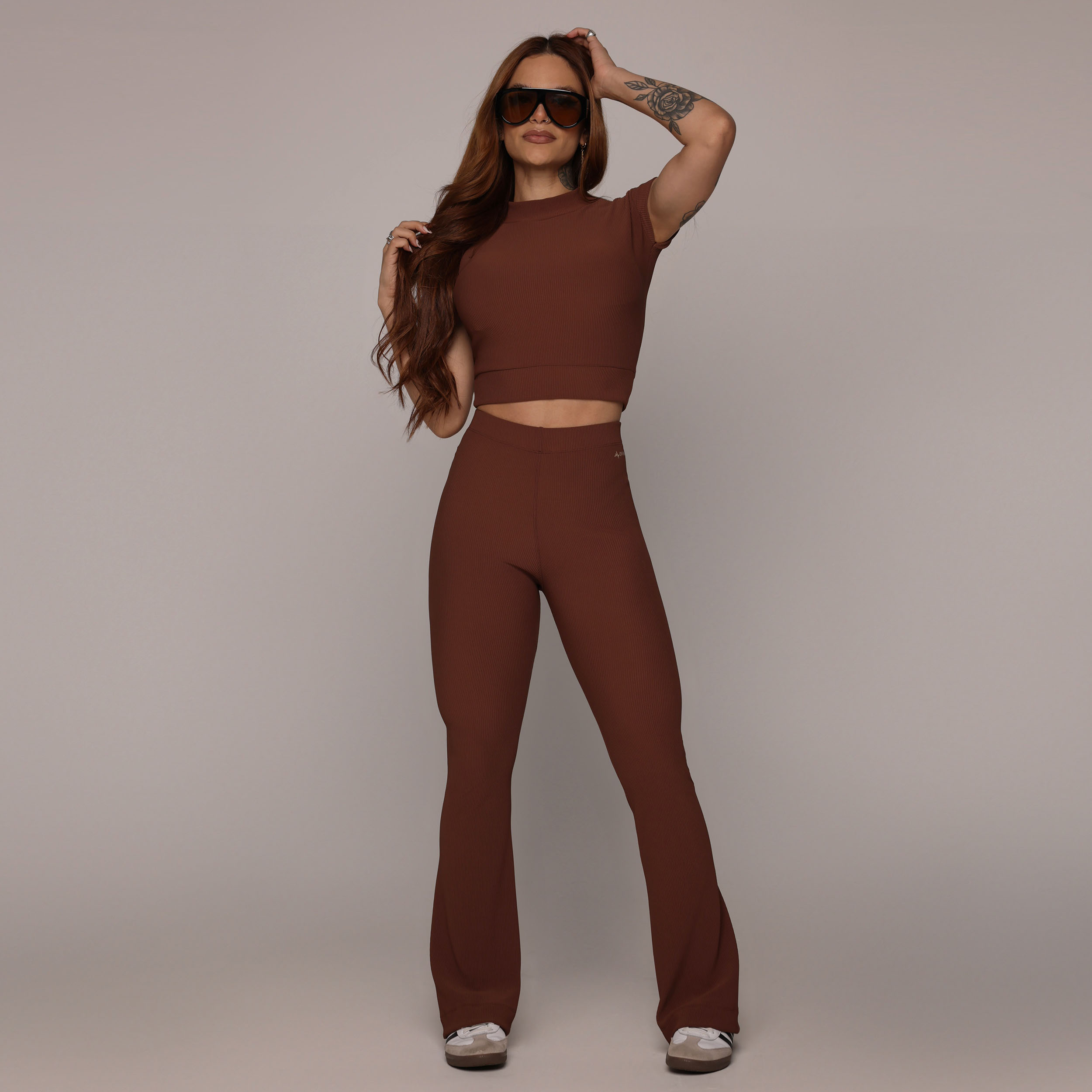 CALÇA FLARE JACQUARD CANELADO DOLCE - Imagem 5