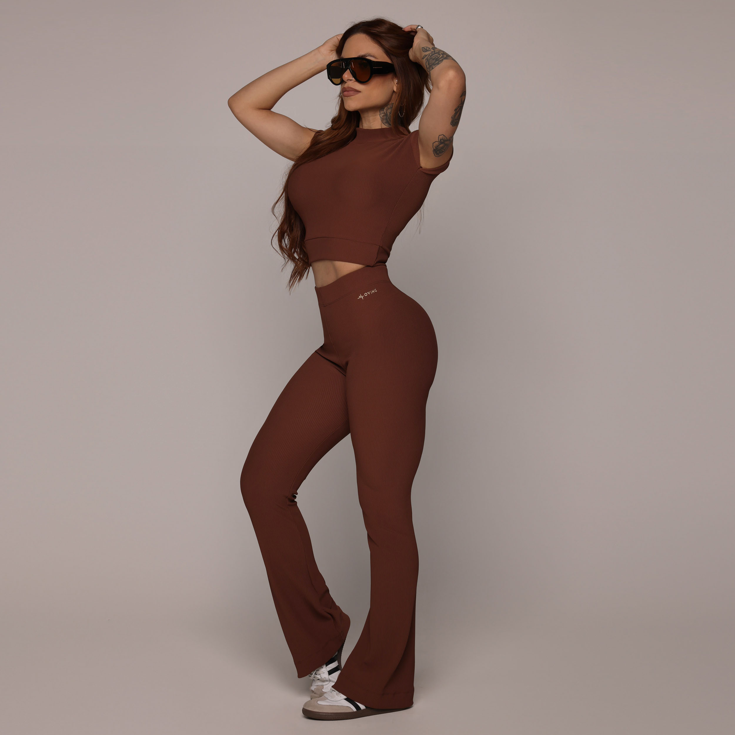 CALÇA FLARE JACQUARD CANELADO DOLCE - Imagem 6