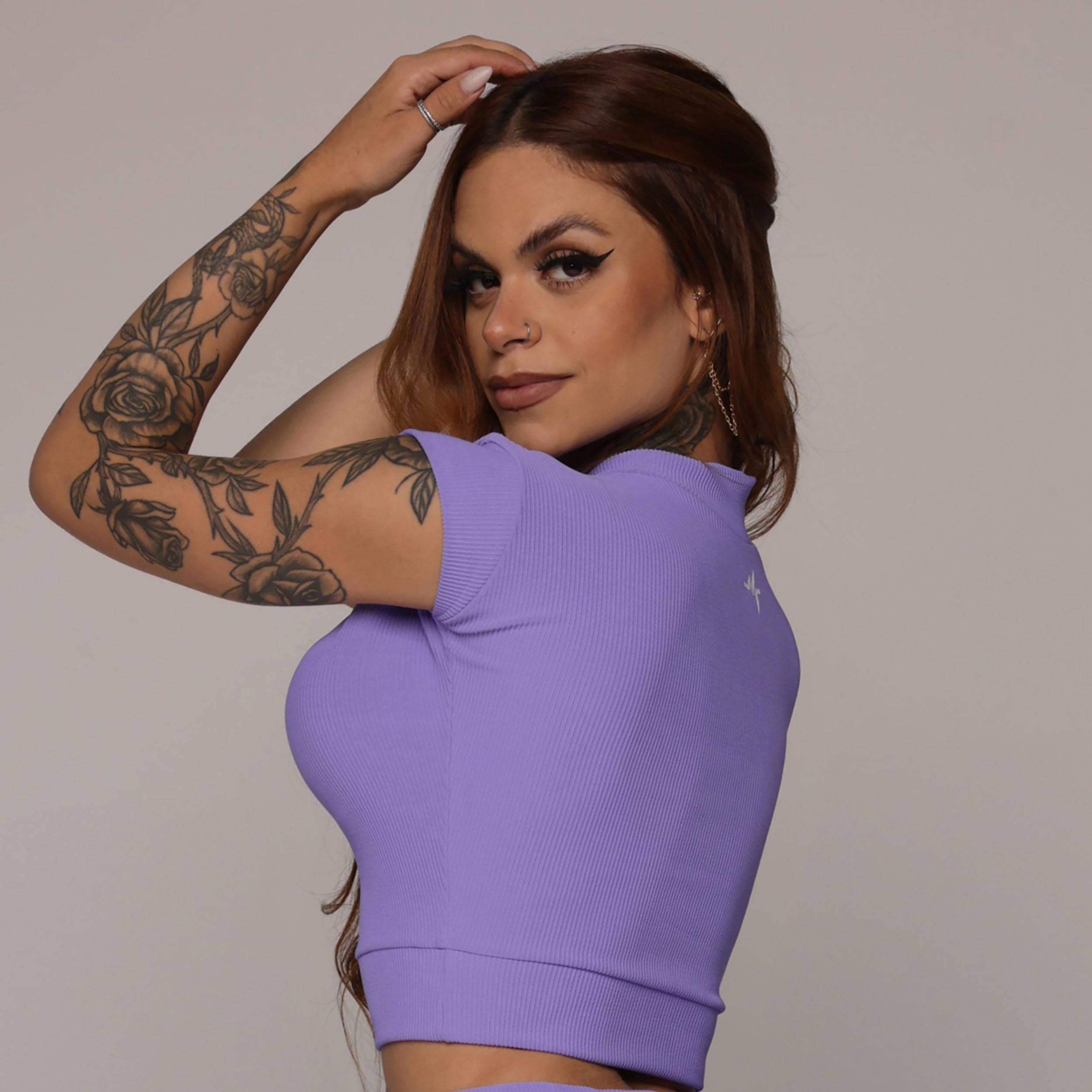 CROPPED CARMEL JACQUARD CANELADO LAVANDA - Imagem 3