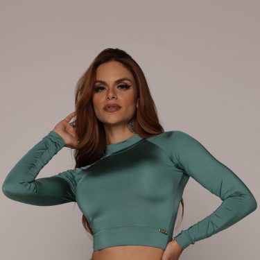CROPPED CARMEL MANGA LONGA VERDE LAGUNA