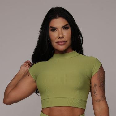 CROPPED CARMEL JACQUARD CANELADO VERDE OLIVA
