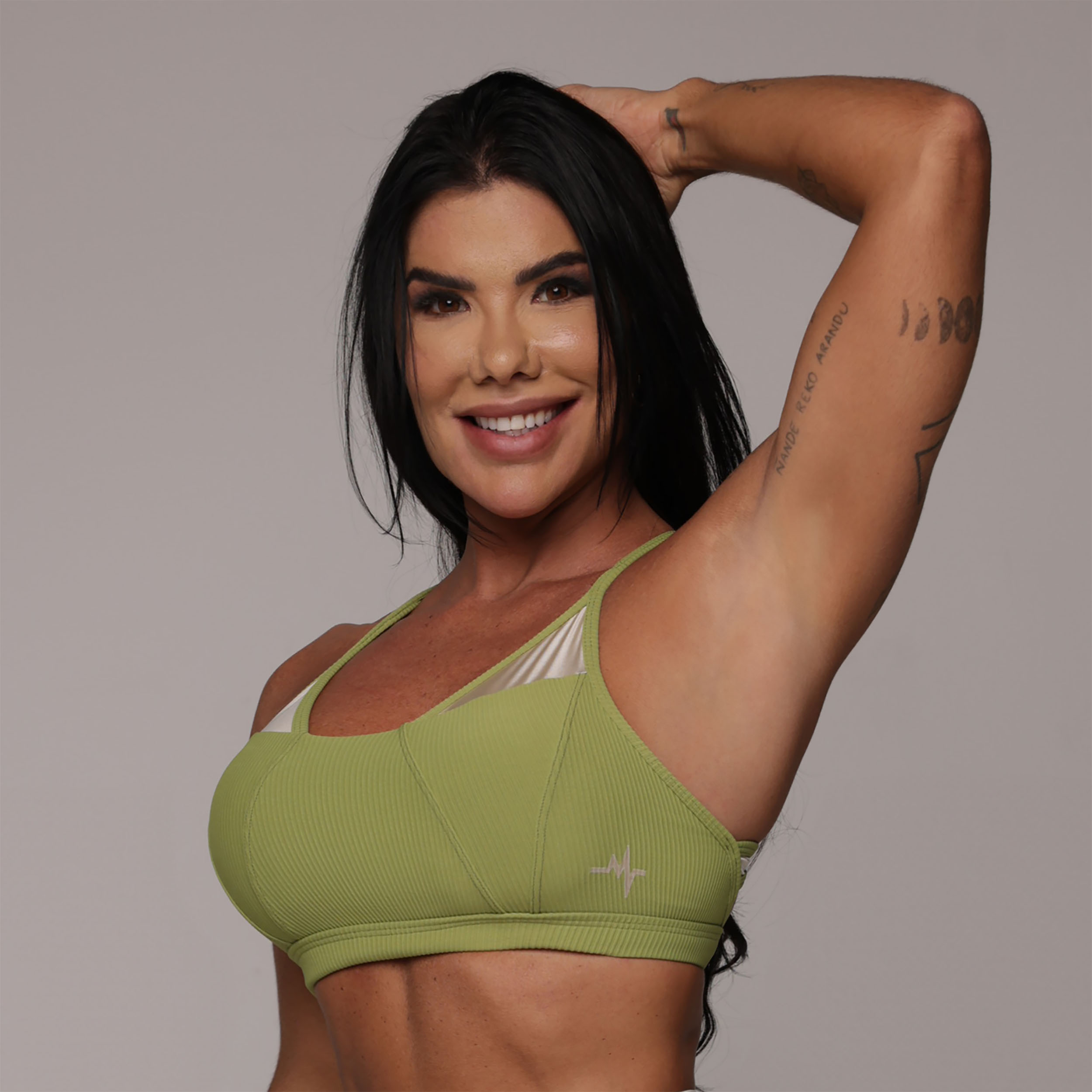 TOP PETRA JACQUARD CANELADO VERDE OLIVA - Imagem 3