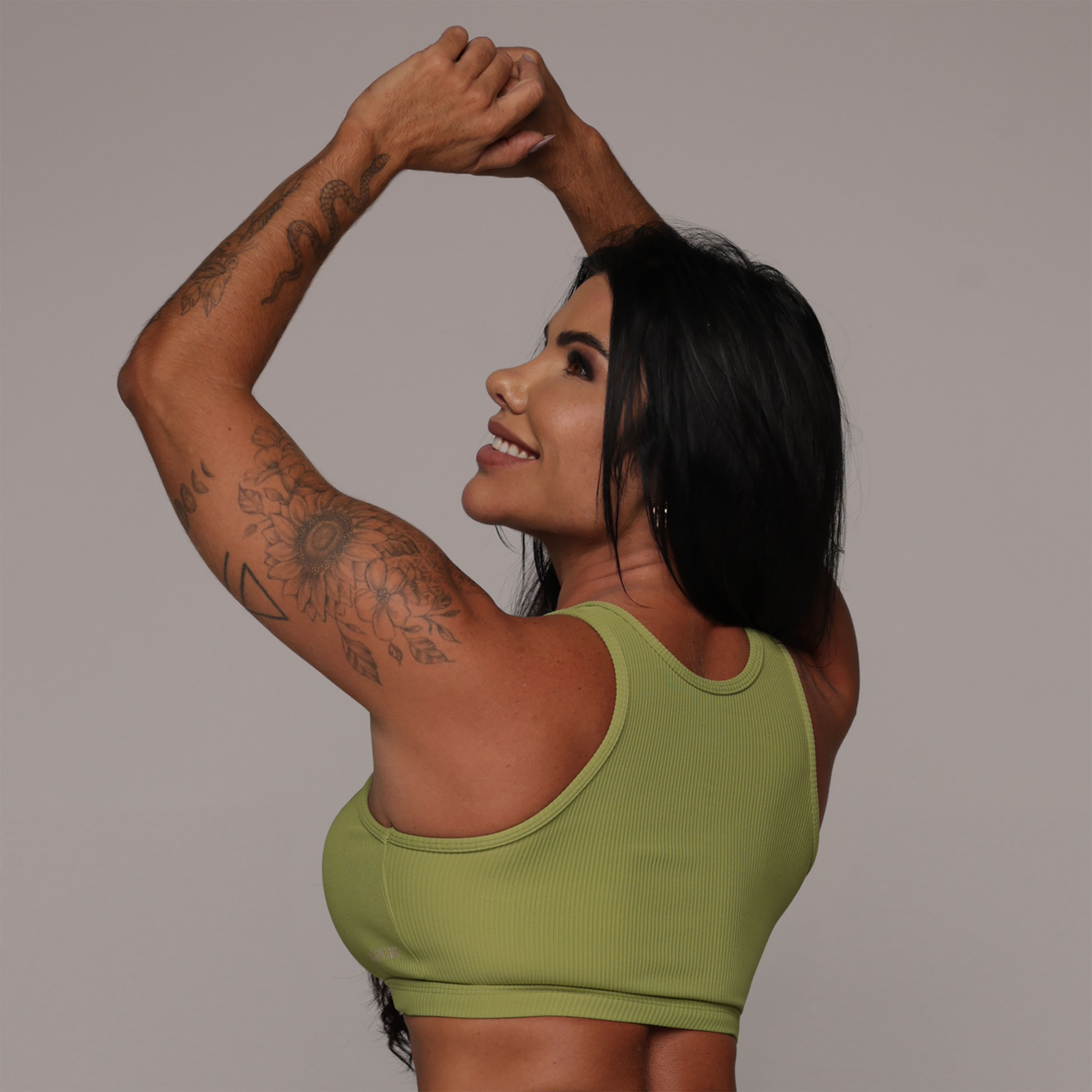 TOP TORINO JACQUARD CANELADO VERDE OLIVA - Imagem 4