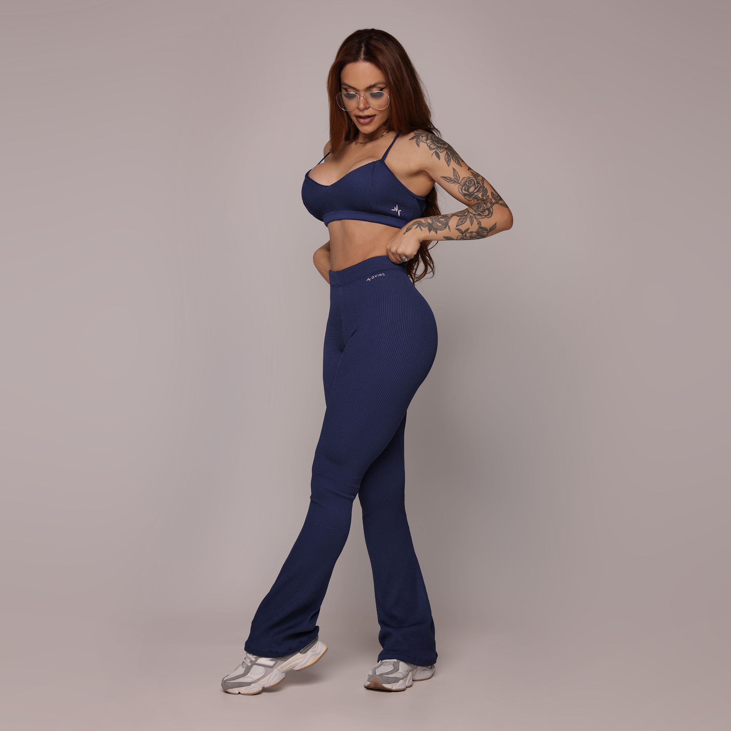 CALÇA FLARE JACQUARD CONFORT AZUL MARINHO - Imagem 6