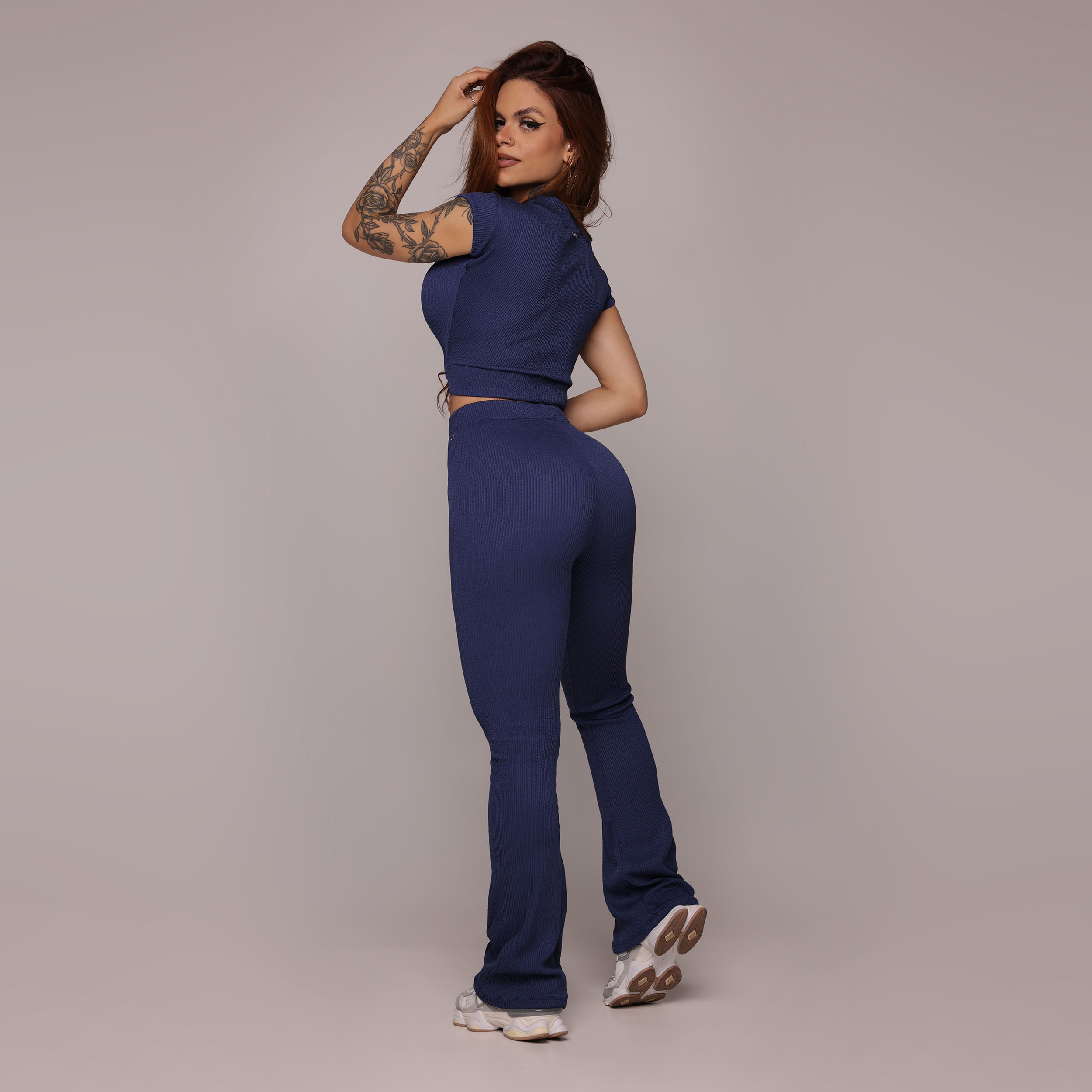 CROPPED CARMEL JACQUARD CONFORT AZUL MARINHO - Imagem 4