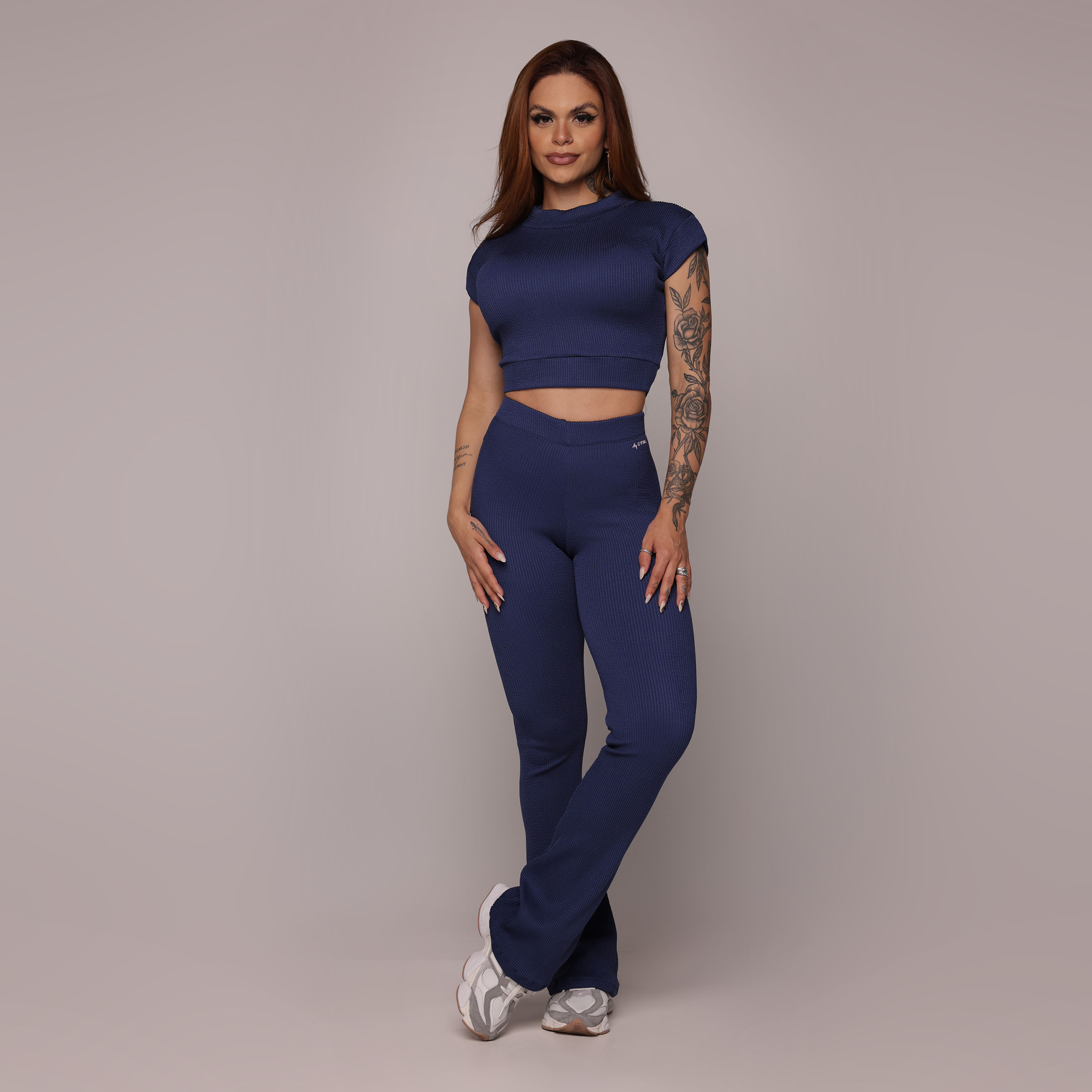 CROPPED CARMEL JACQUARD CONFORT AZUL MARINHO - Imagem 5