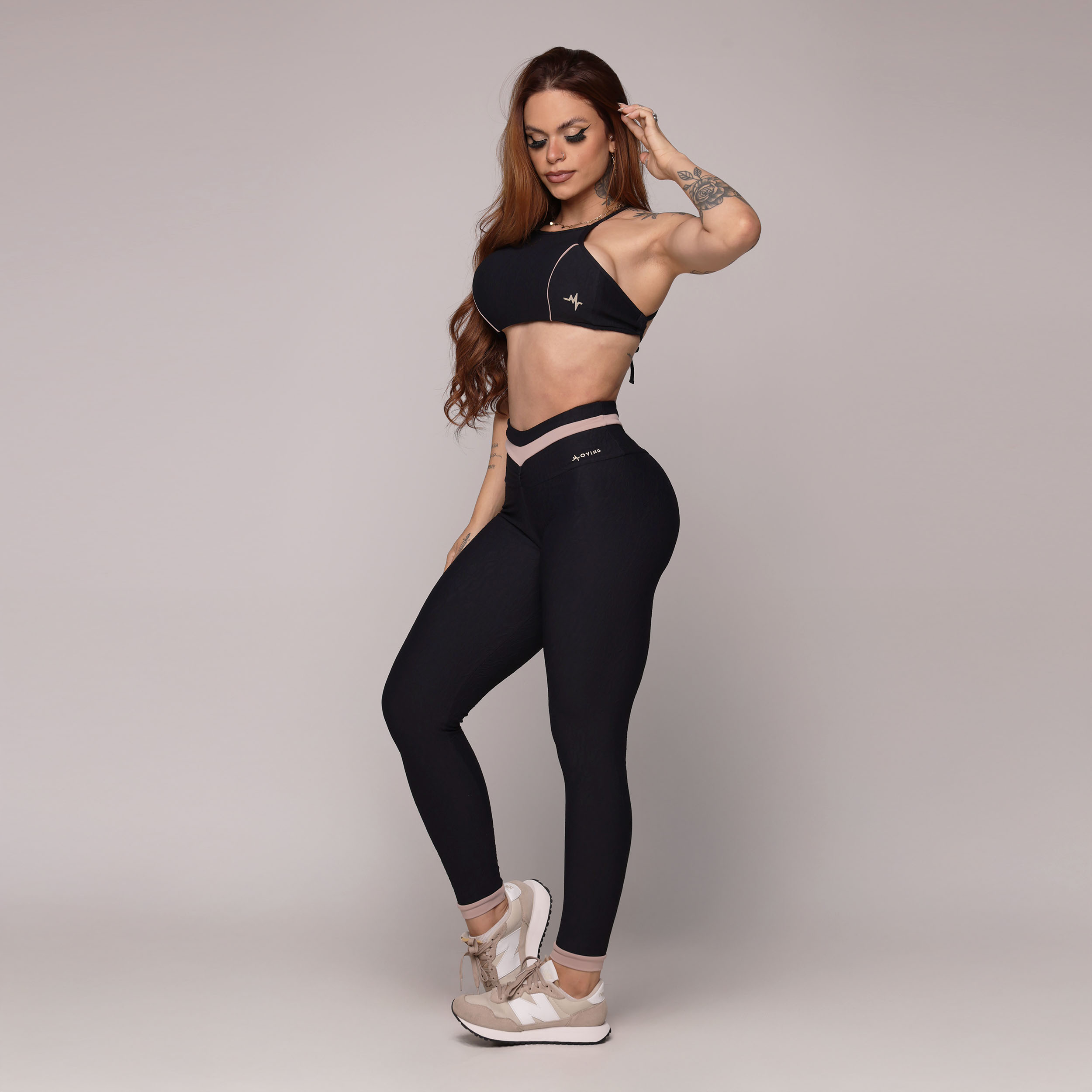 LEGGING STYLE EMPINA BUMBUM JACQUARD DUNAS PRETO - Imagem 5