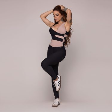 MACACÃO GOLDEN GATE EMPINA BUMBUM JACQUARD DUNAS PRETO