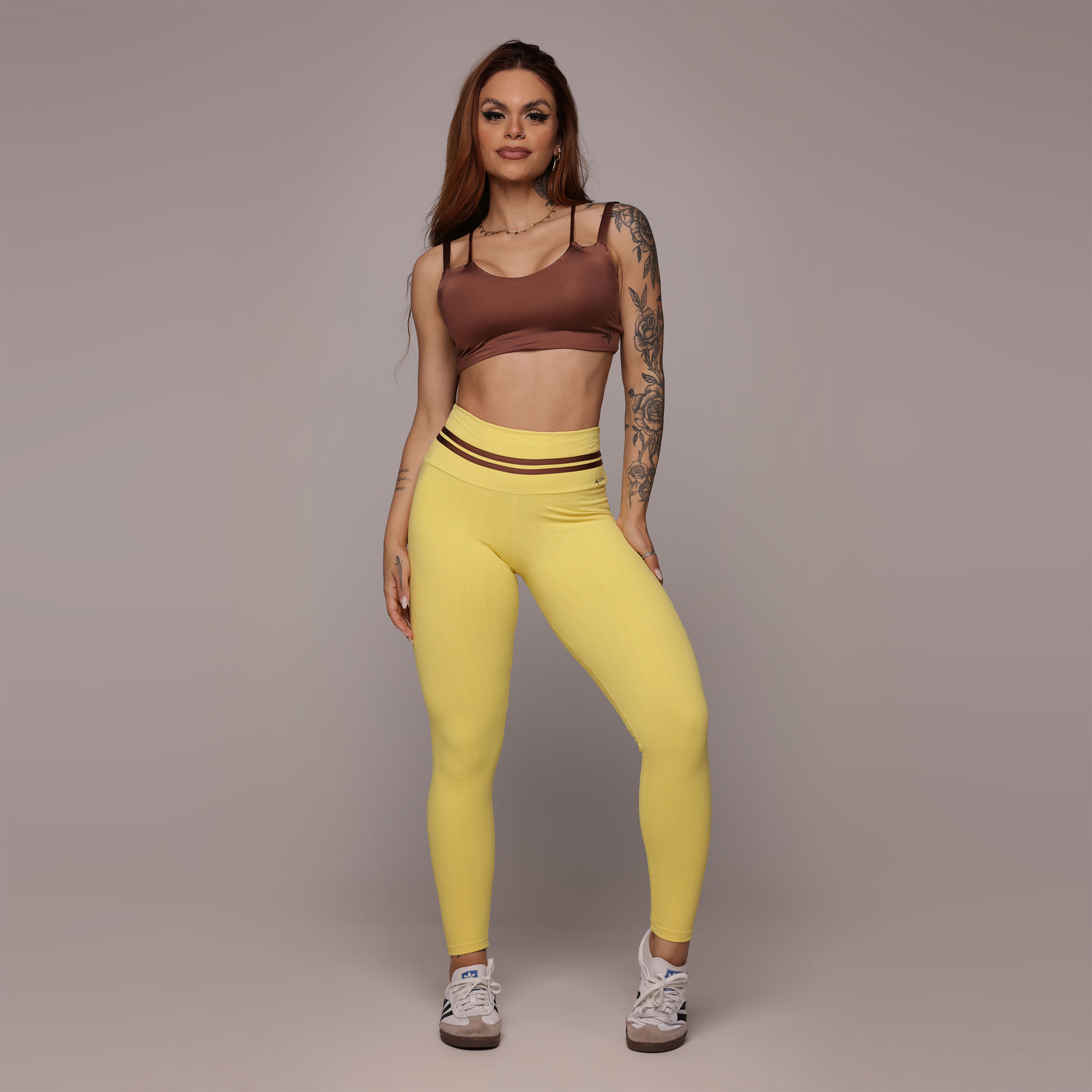 LEGGING EMPINA BUMBUM JACQUARD FLOWERS HONEY - Imagem 3