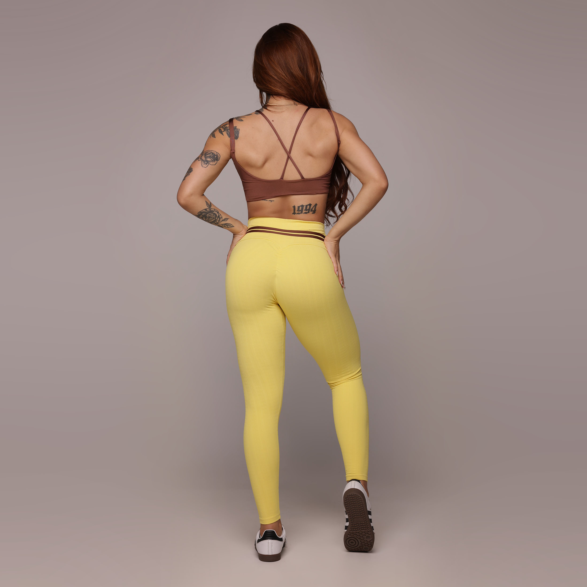 LEGGING EMPINA BUMBUM JACQUARD FLOWERS HONEY - Imagem 4