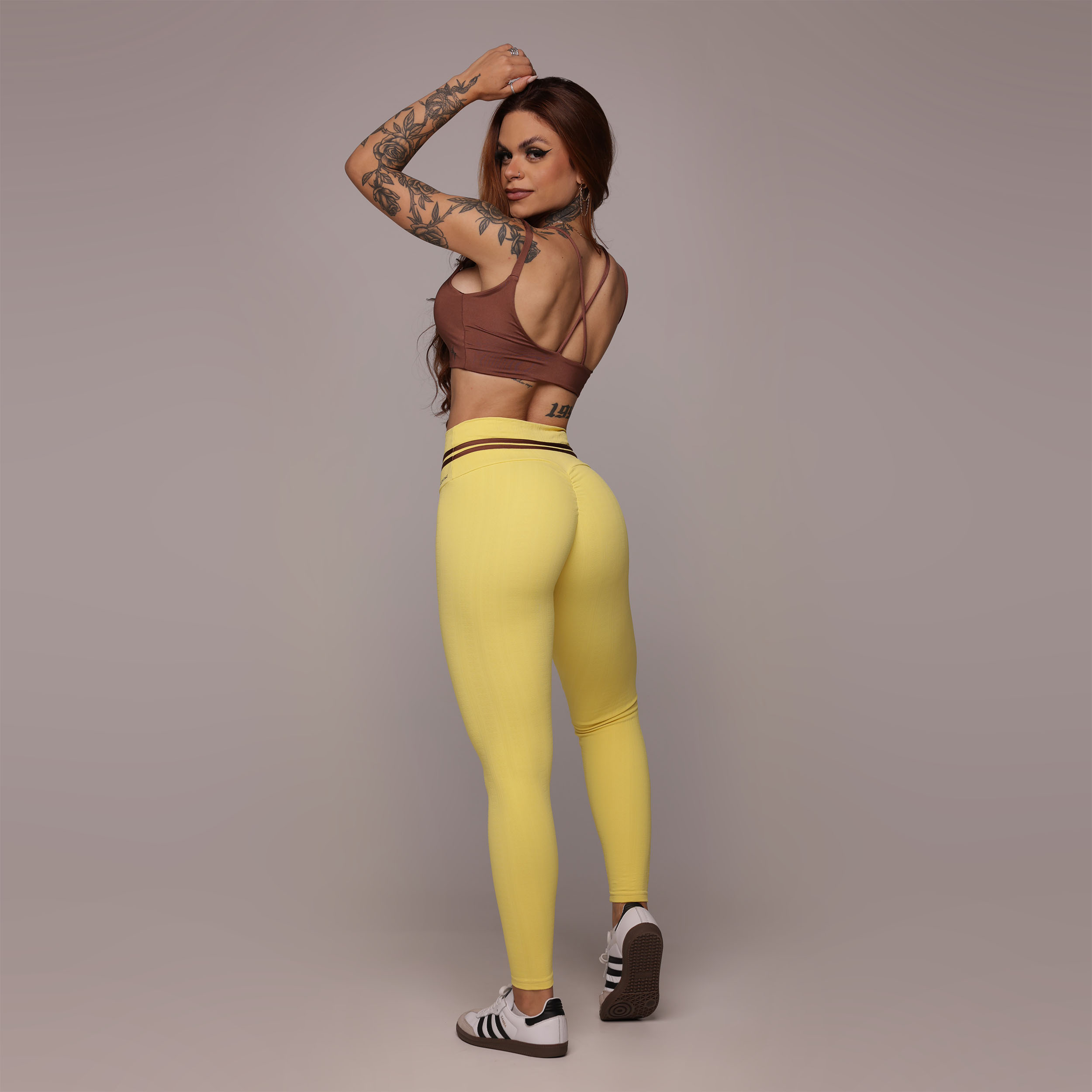 LEGGING EMPINA BUMBUM JACQUARD FLOWERS HONEY - Imagem 6