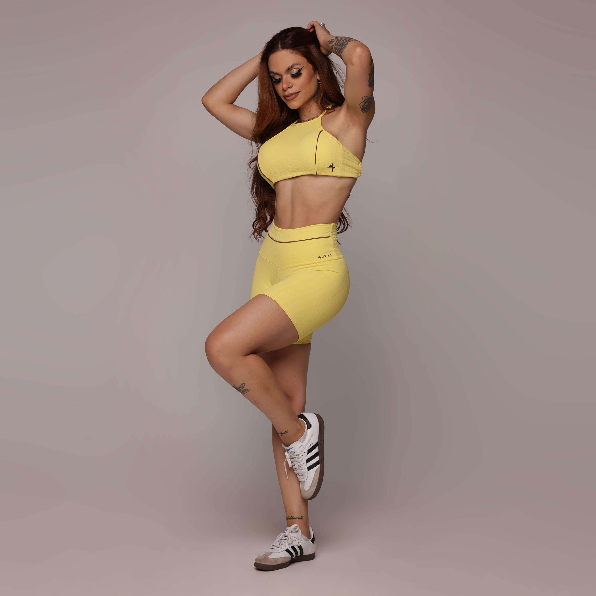 SHORT CHADE EMPINA BUMBUM JACQUARD FLOWERS HONEY - Imagem 3