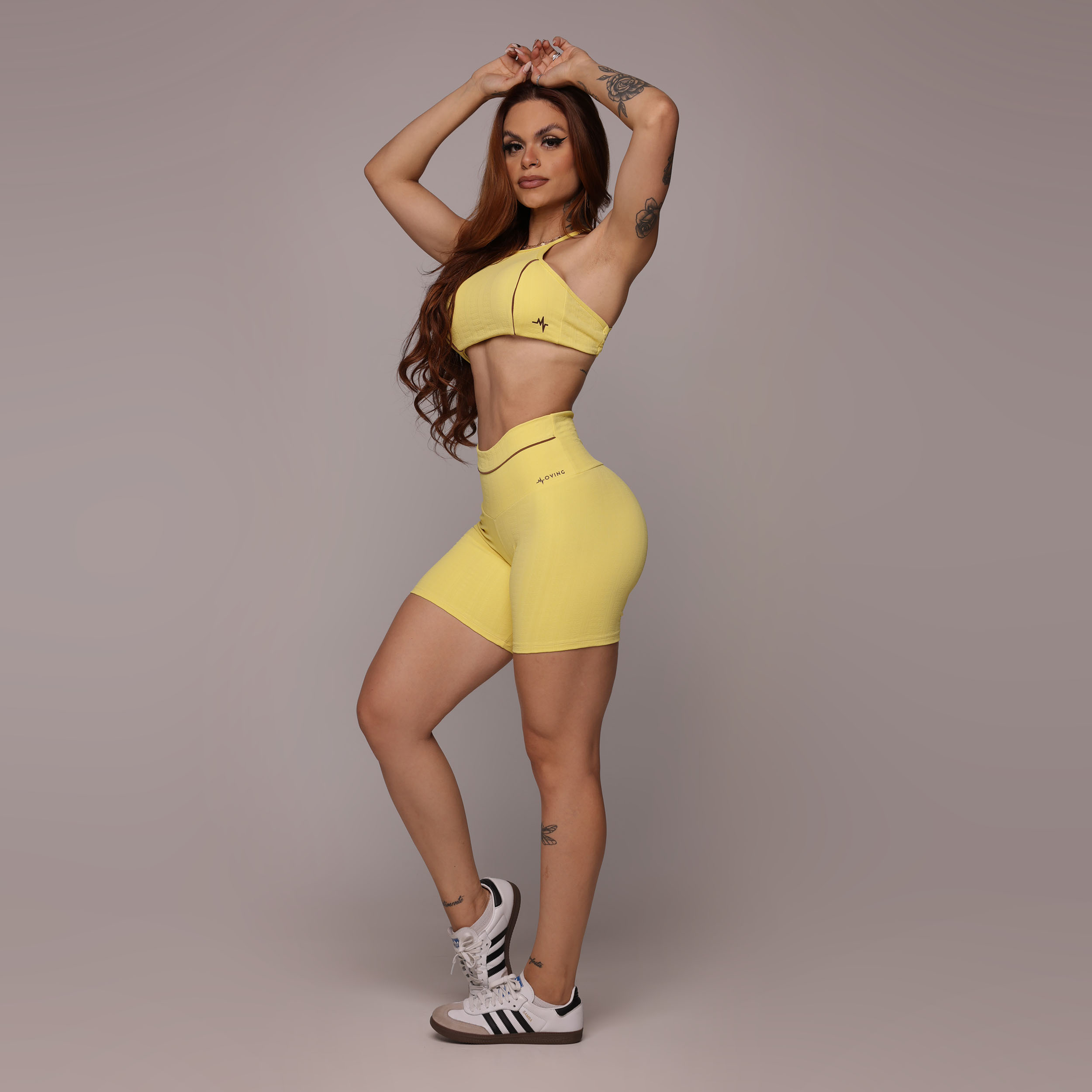 SHORT CHADE EMPINA BUMBUM JACQUARD FLOWERS HONEY - Imagem 7