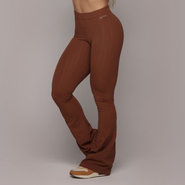 CALÇA FLARE JACQUARD FLOWERS COFFEE