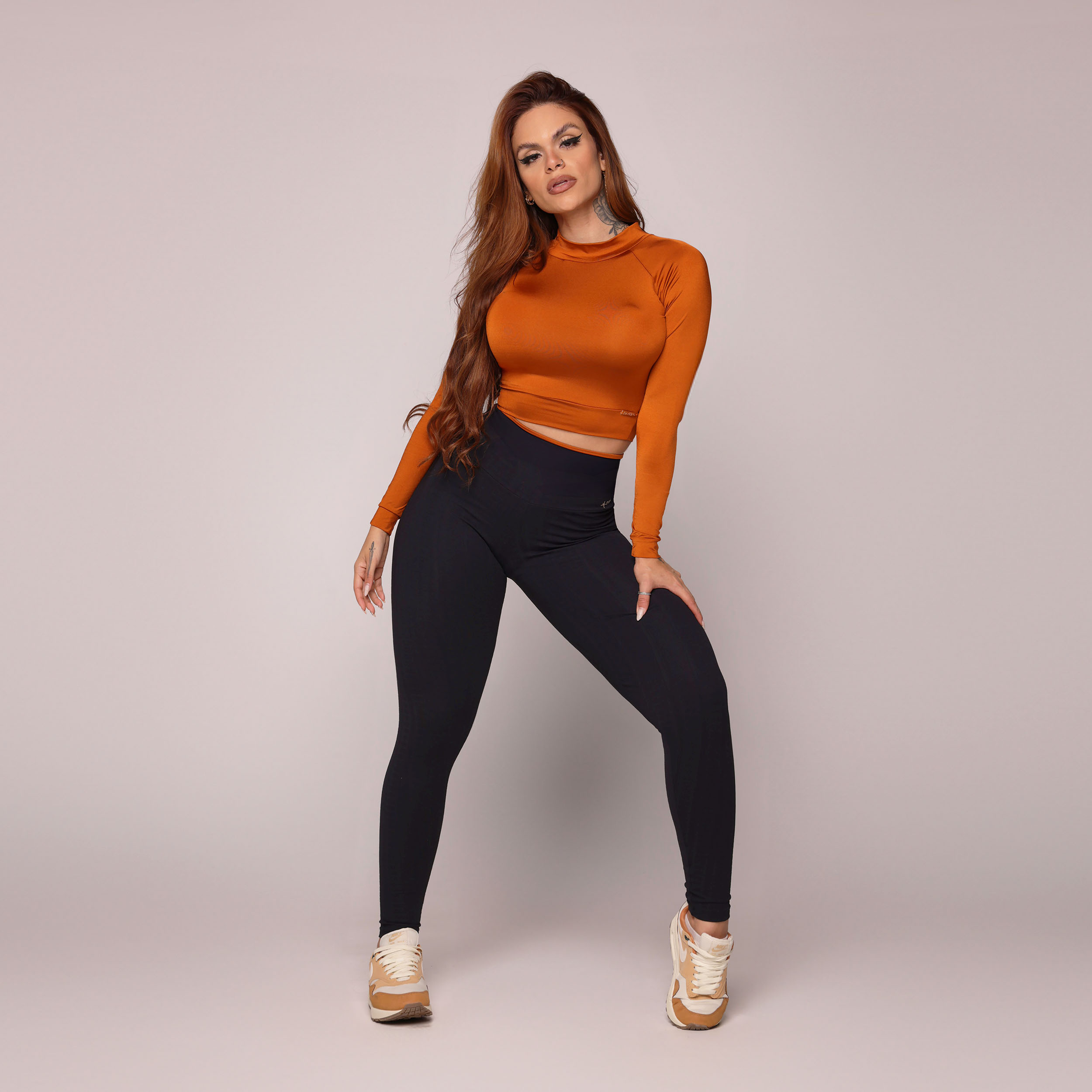 LEGGING HEART BICOLOR JACQUARD FLOWERS PRETO - Imagem 3