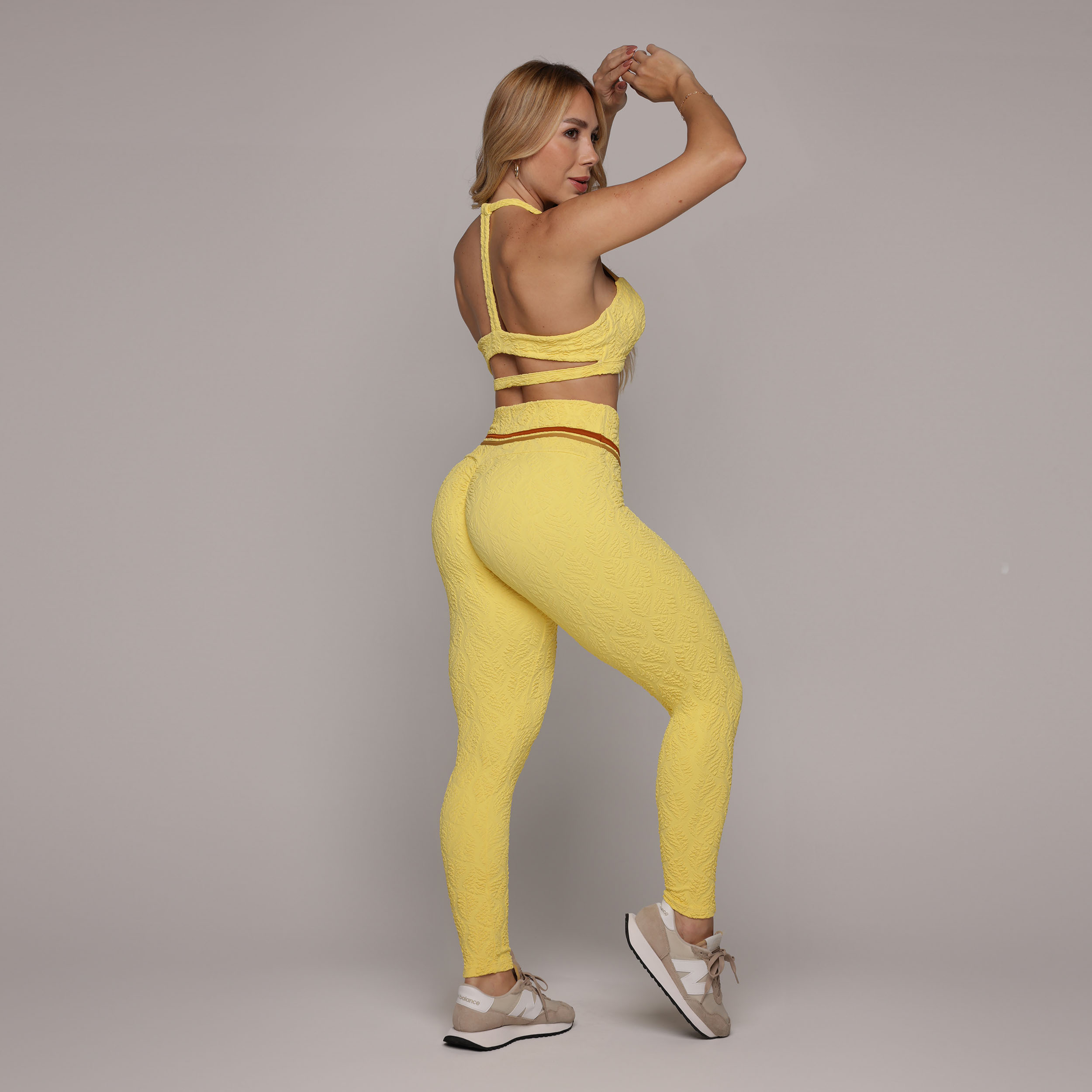 LEGGING EMPINA BUMBUM JACQUARD NATURE MANTEIGA - Imagem 6