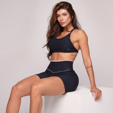 SHORT WALK BICOLOR EMPINA BUMBUM JACQUARD DIAMOND PRETO