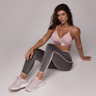 LEGGING LIVE BICOLOR EMPINA BUMBUM JACQUARD LINES ROSÊ