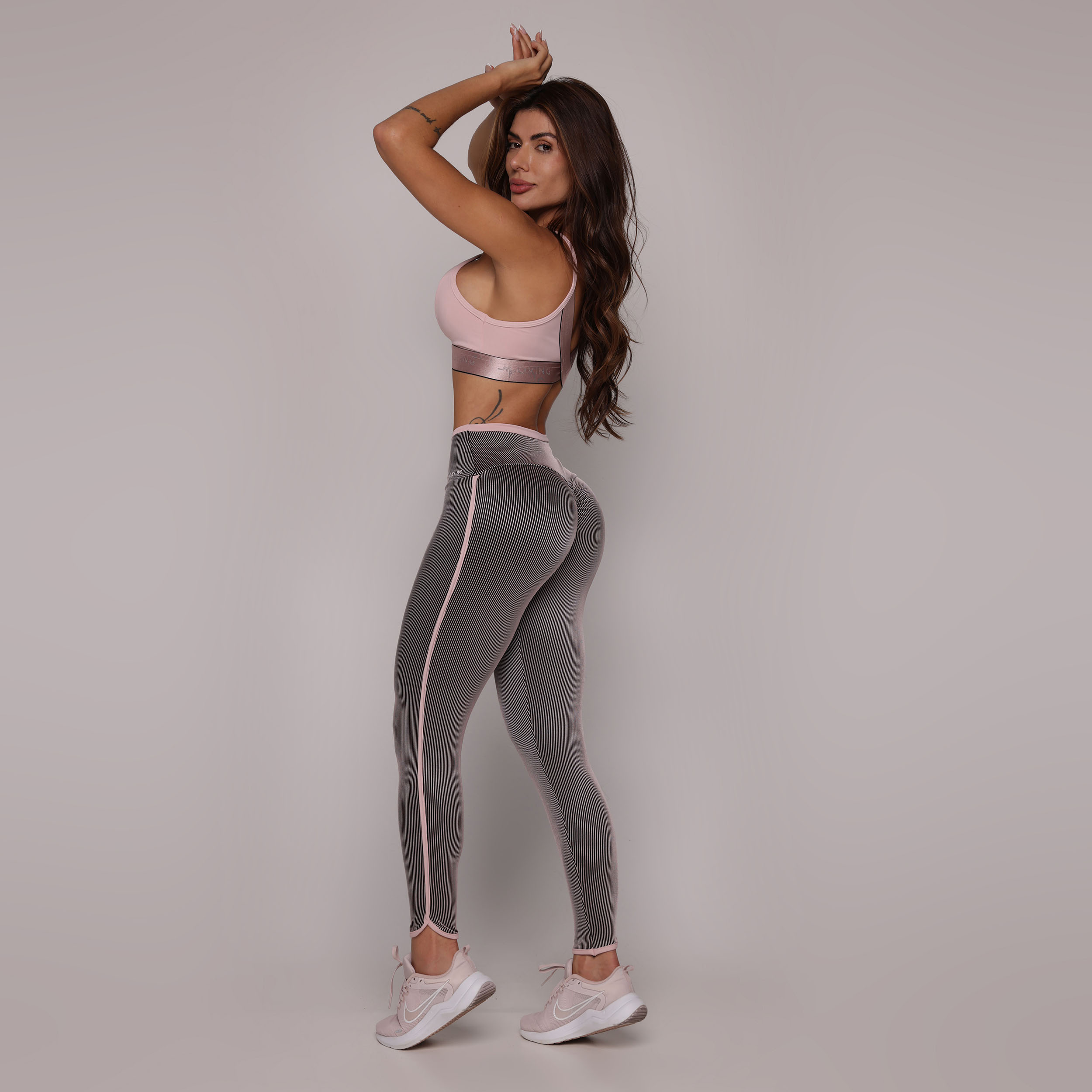 LEGGING LIVE BICOLOR EMPINA BUMBUM JACQUARD LINES ROSÊ - Imagem 6