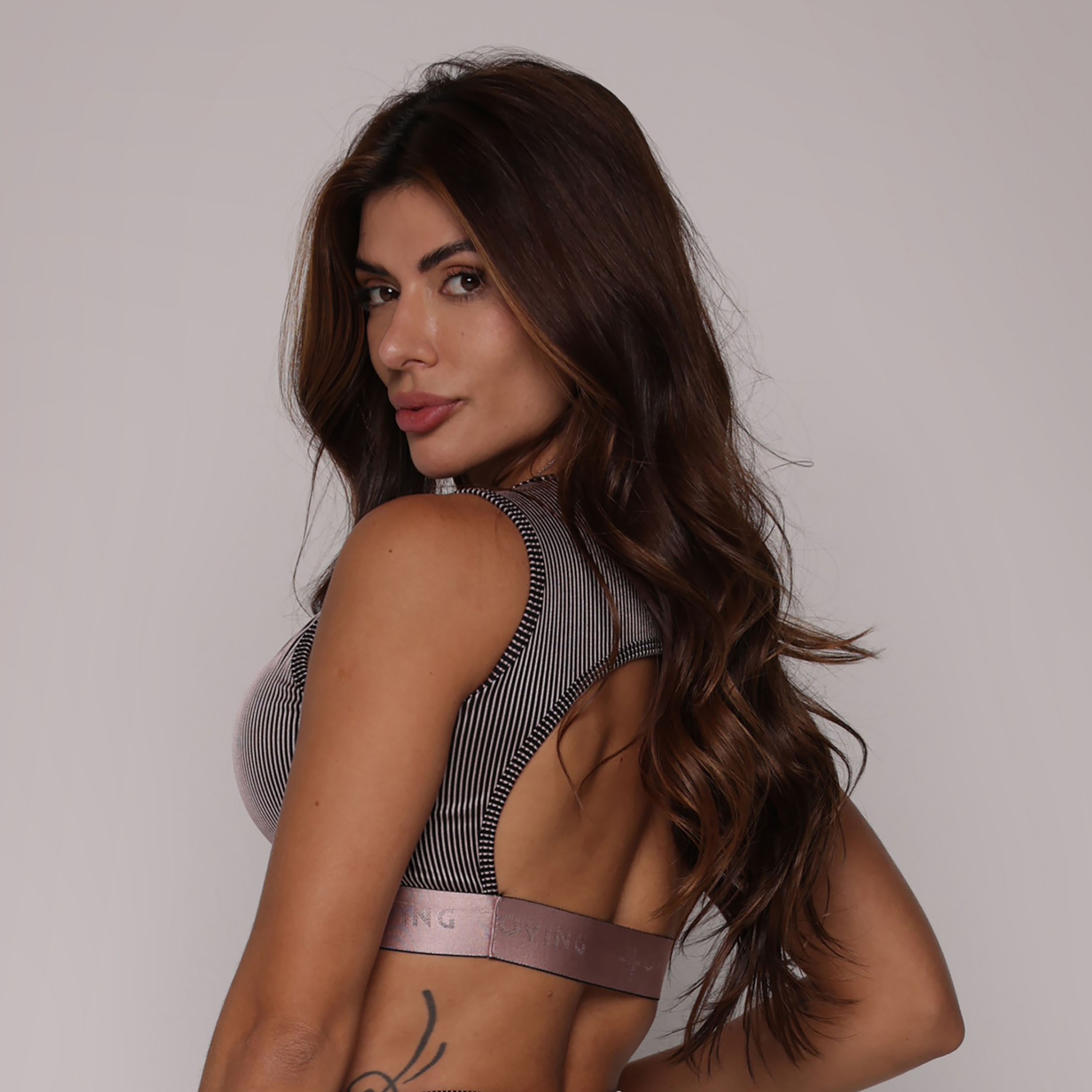 TOP FIT JACQUARD LINES ROSÊ COM ELÁSTICO - Imagem 3