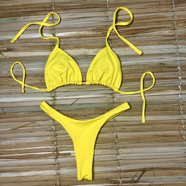 BIQUÍNI CORTININHA CALCINHA ASA DELTA AMARELO