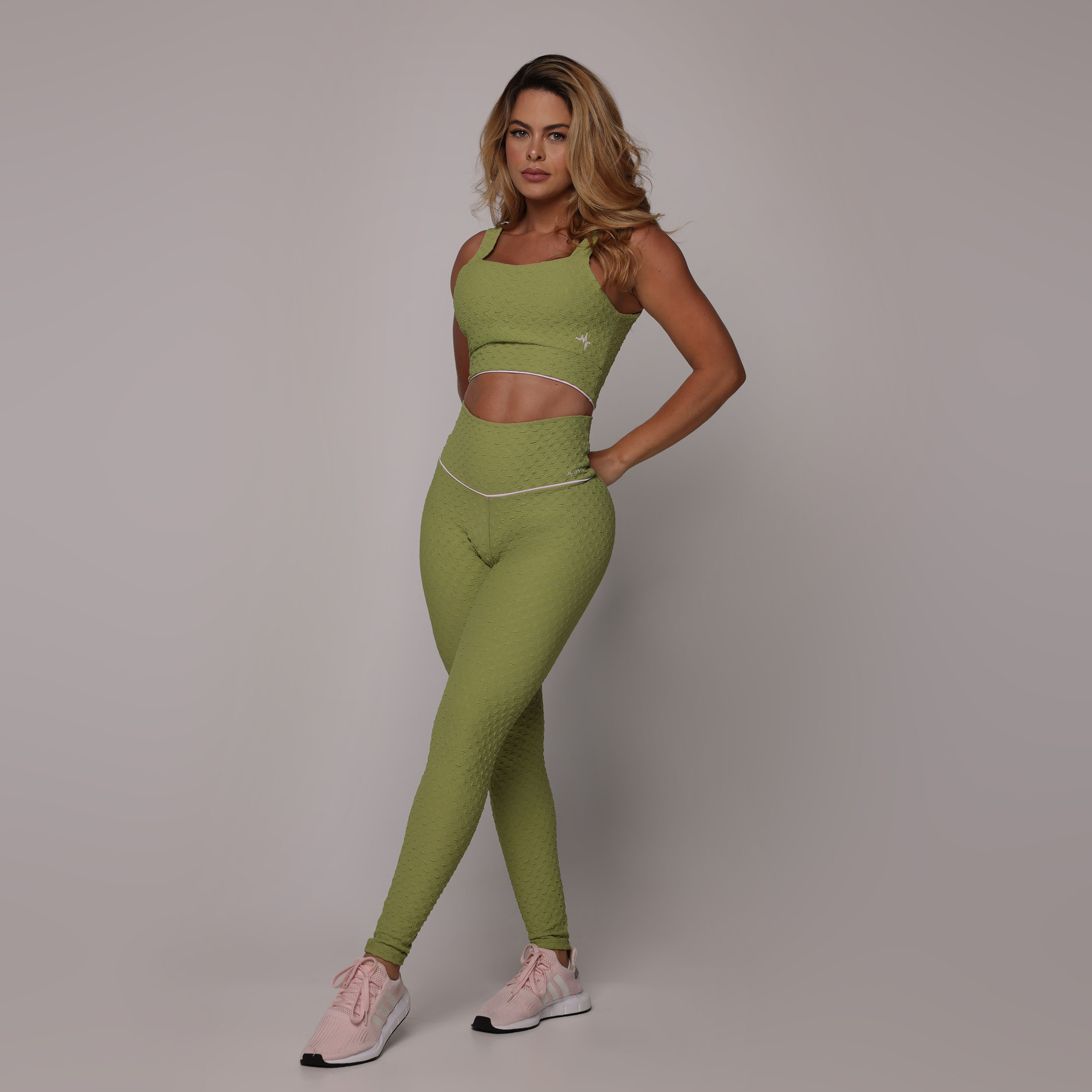 LEGGING WALK EMPINA BUMBUM JACQUARD DIAMOND OLIVA - Imagem 4